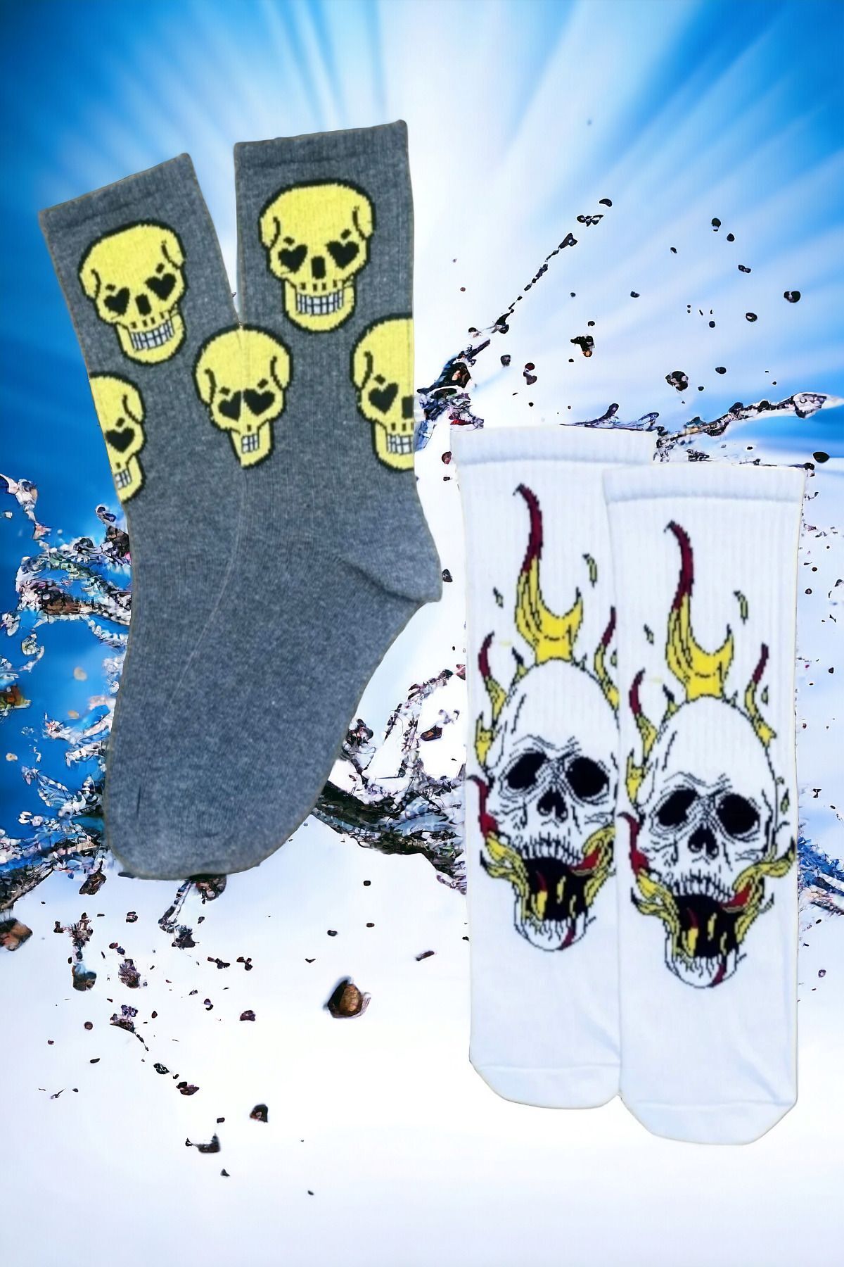 2-Piece Skeleton Skull Pattern Socks Set