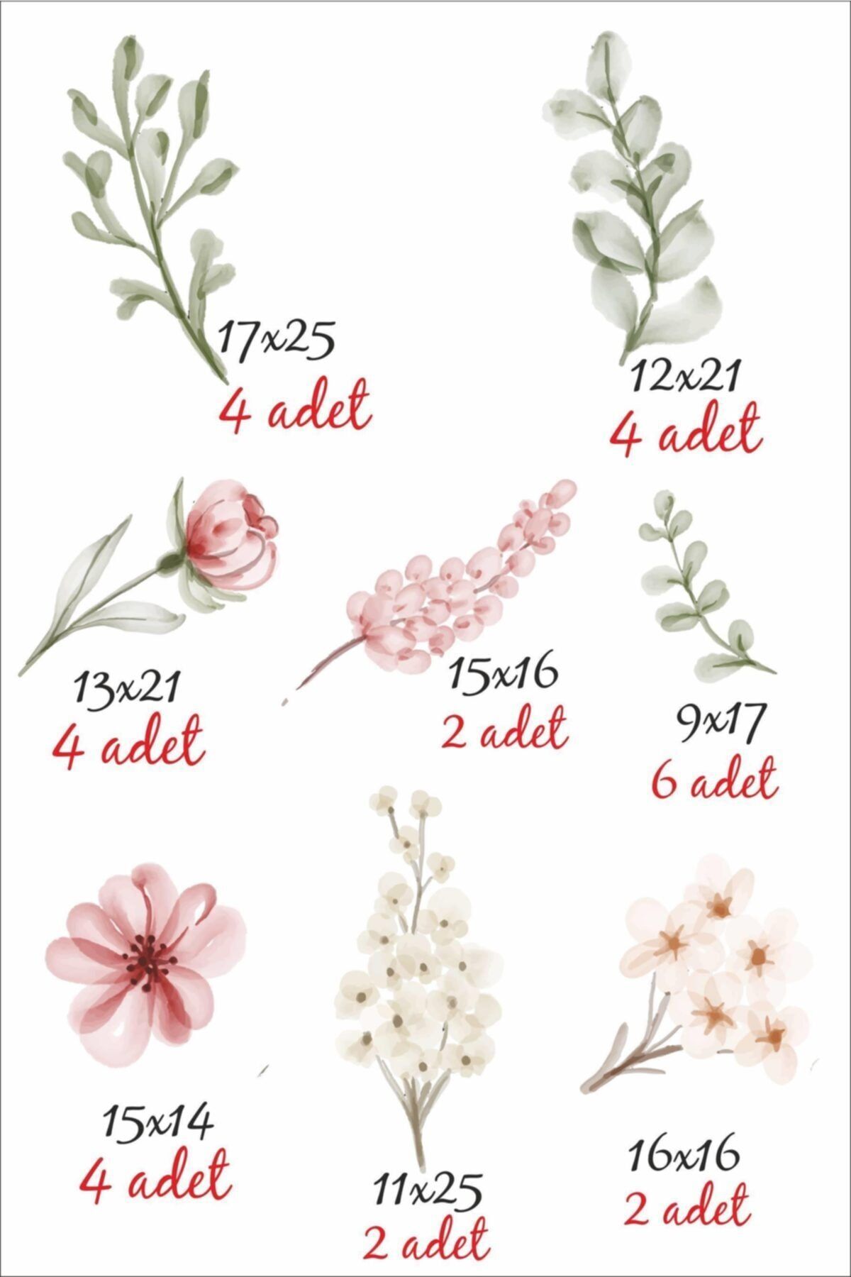 MSticker-Set de autocolante pentru camera bebelușului cu flori de eucalipt 2
