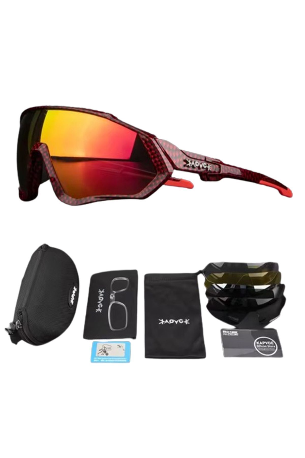 KAPVOE Hailstones Değişebilir 5 Lens Mtb Polarize Bisiklet Spor Dağ Kayak Gözlüğü