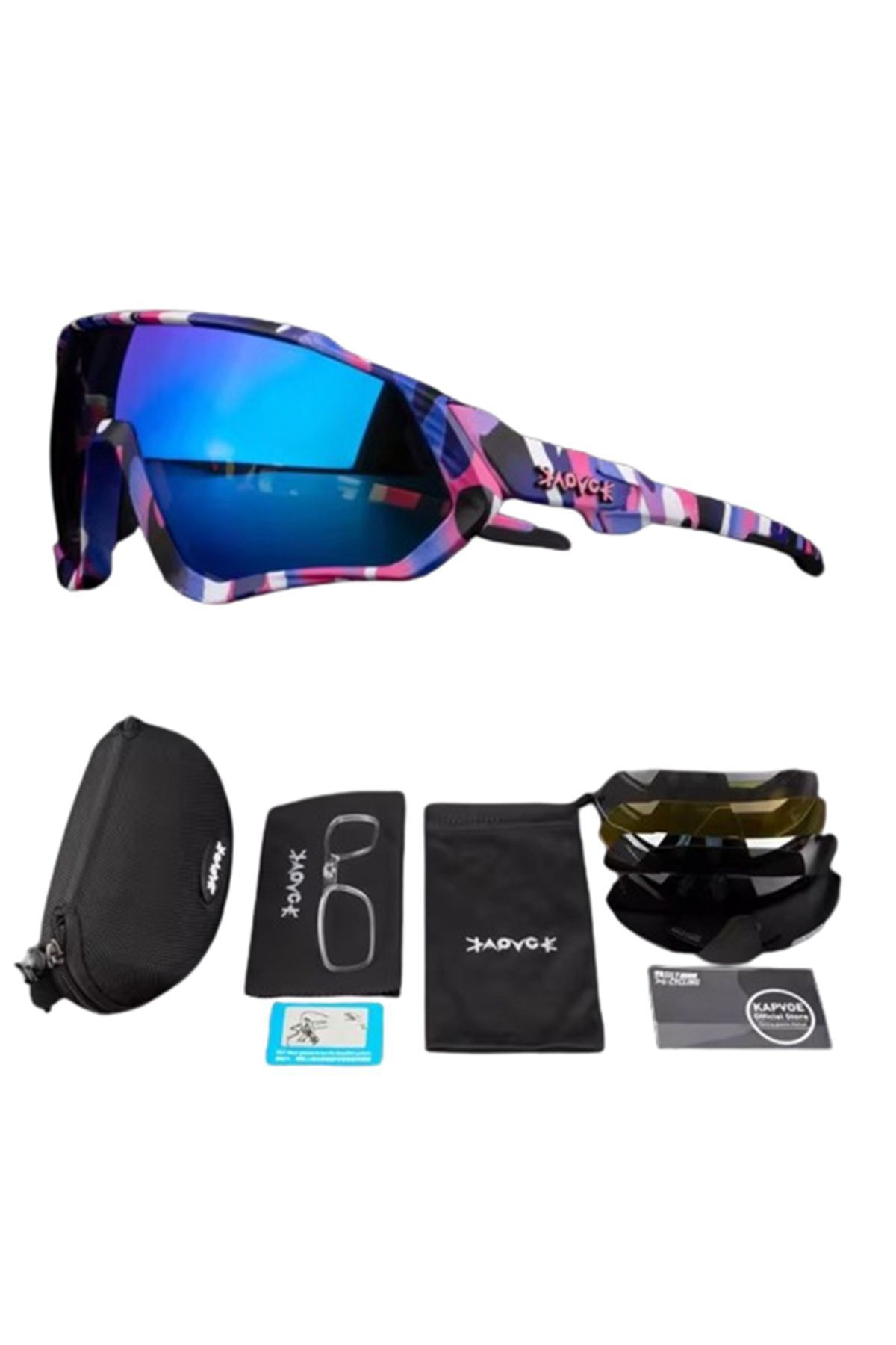 KAPVOE Rainbow Değişebilir 5 Lens Mtb Polarize Bisiklet Spor Dağ Kayak Gözlüğü