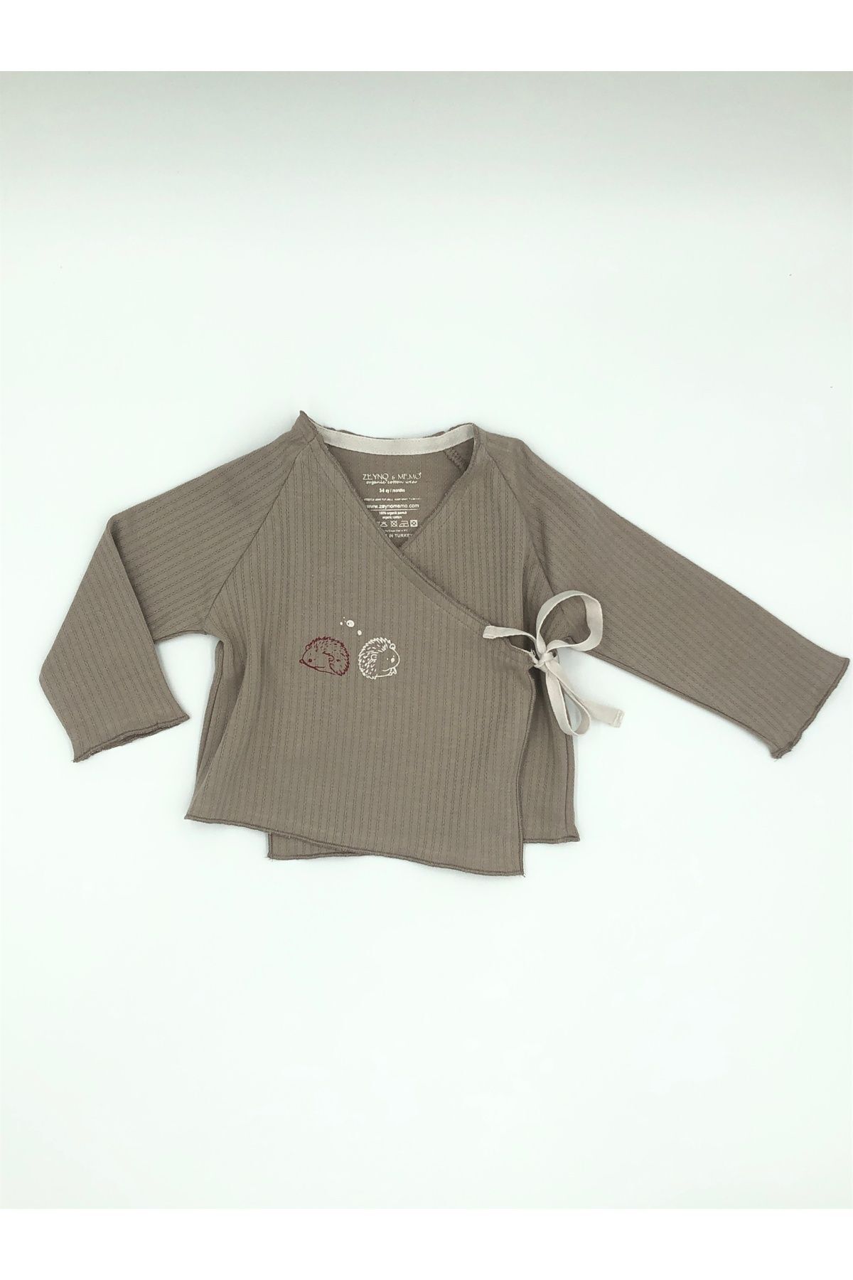 Zeyno ve Memo-100% Organic Cotton Front Tie Puffer Patterned Top / Apron / Booties Pants Set 4