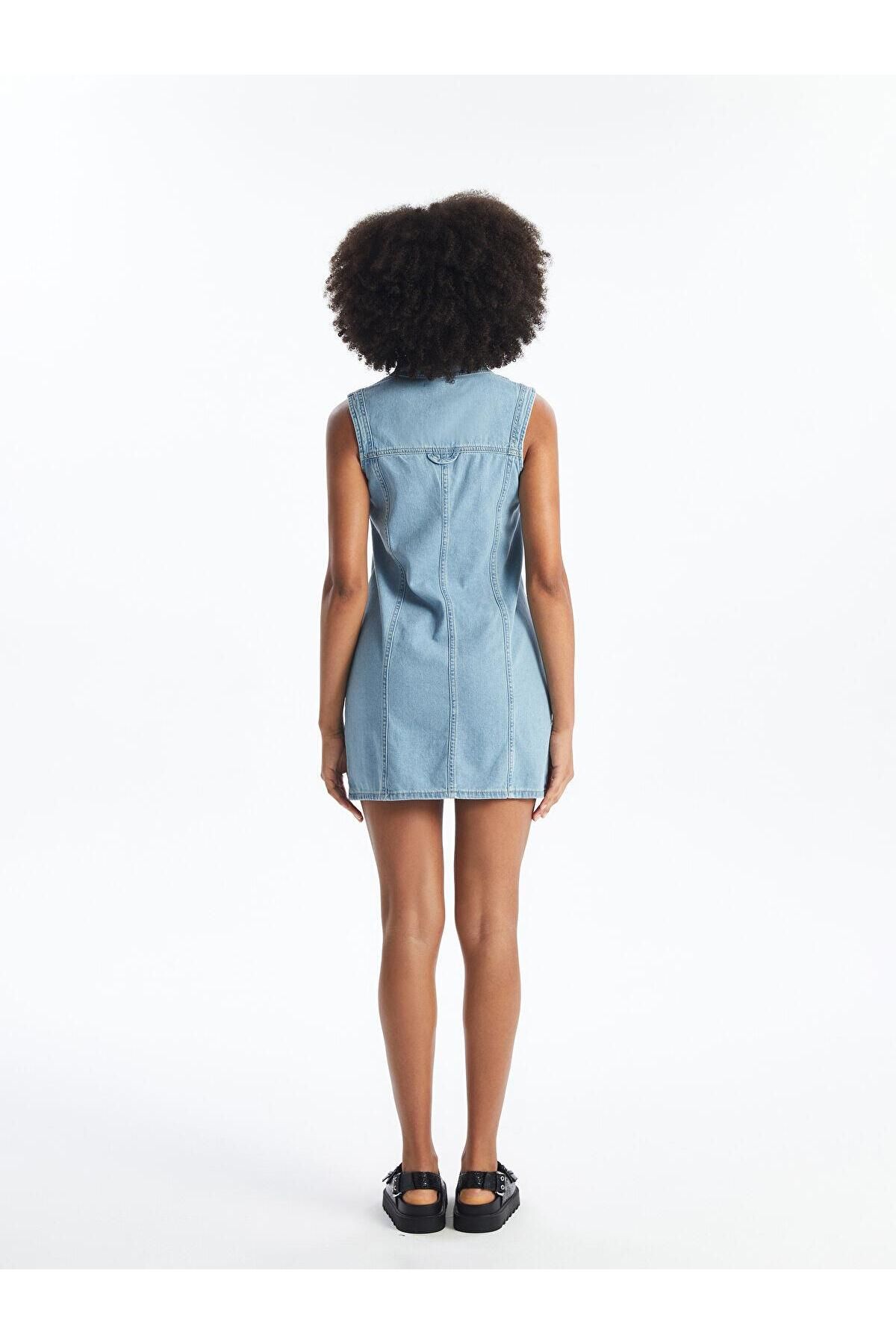 LC Waikiki-Rochie cămașă Jeans de damă albastru deschis - XSIDE 4