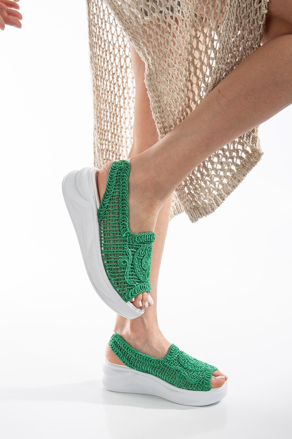 صندل زنانه سبز SUİNS SHOES | MANDY19265 اورجینال - تصویر 3