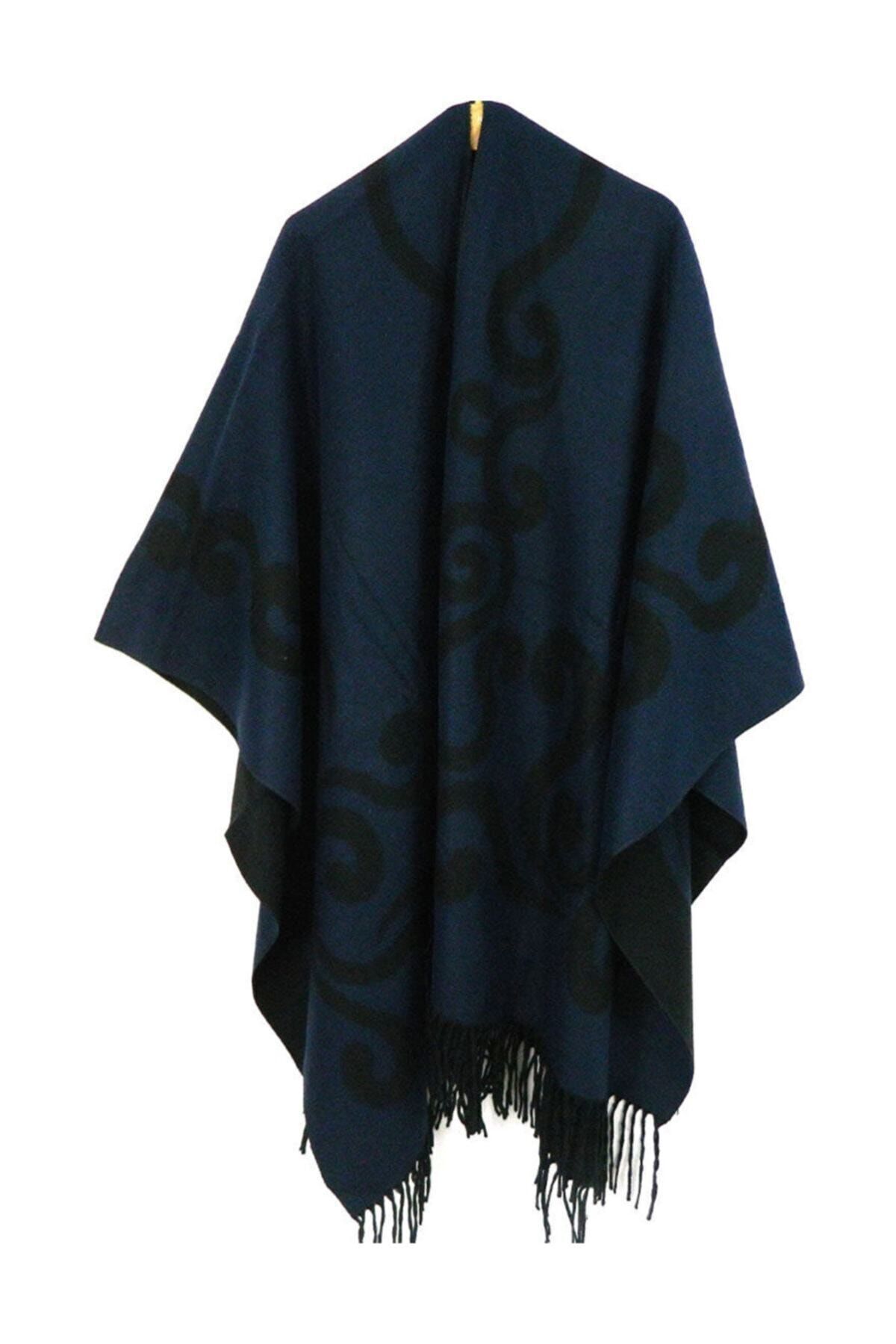 Woman Shawl Panço - Shoulder Shawl Navy Blue
