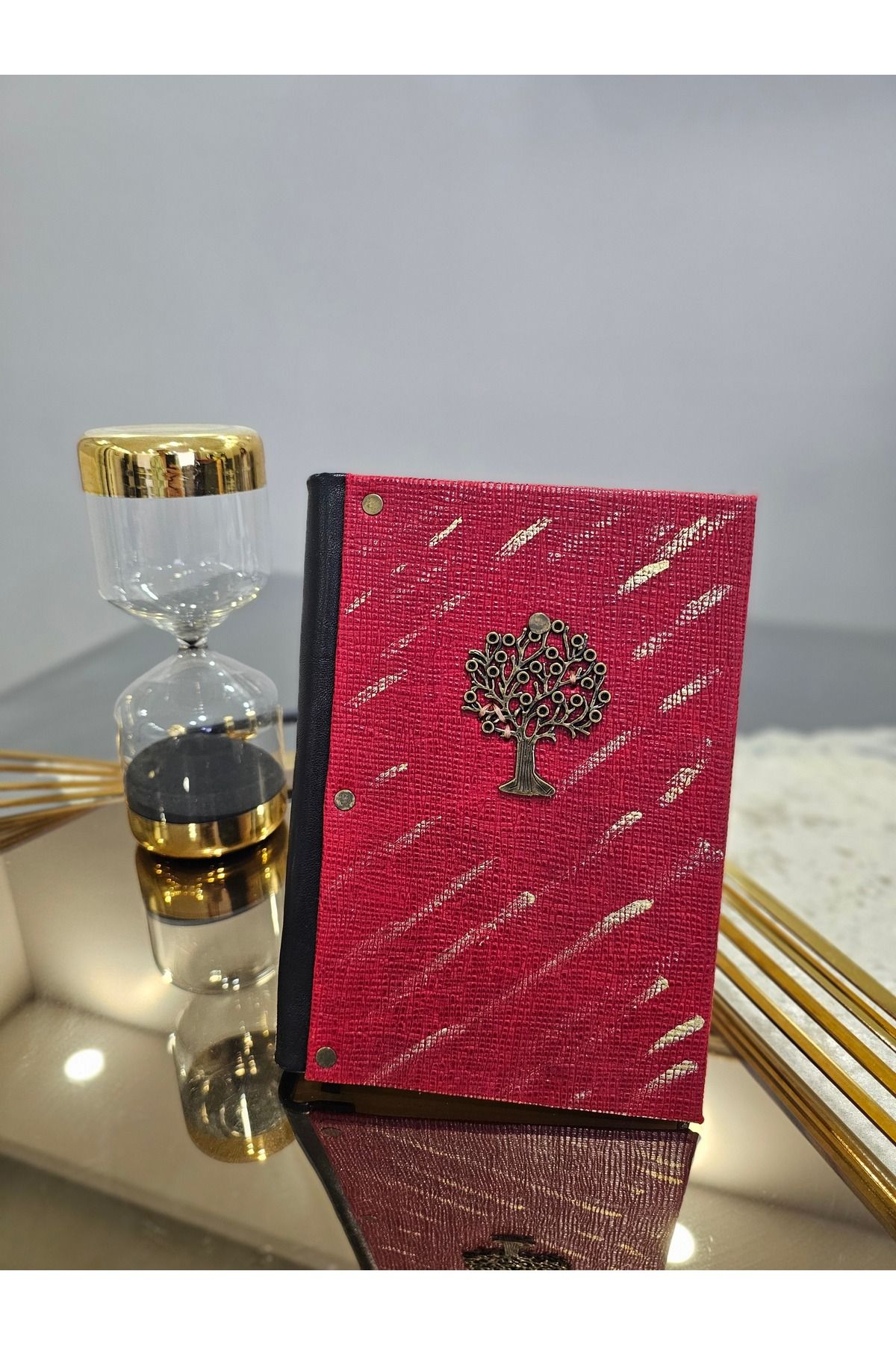 EPTC-Red Tree of Life Pattern - Genuine Leather Daily Notebook Handmade 1
