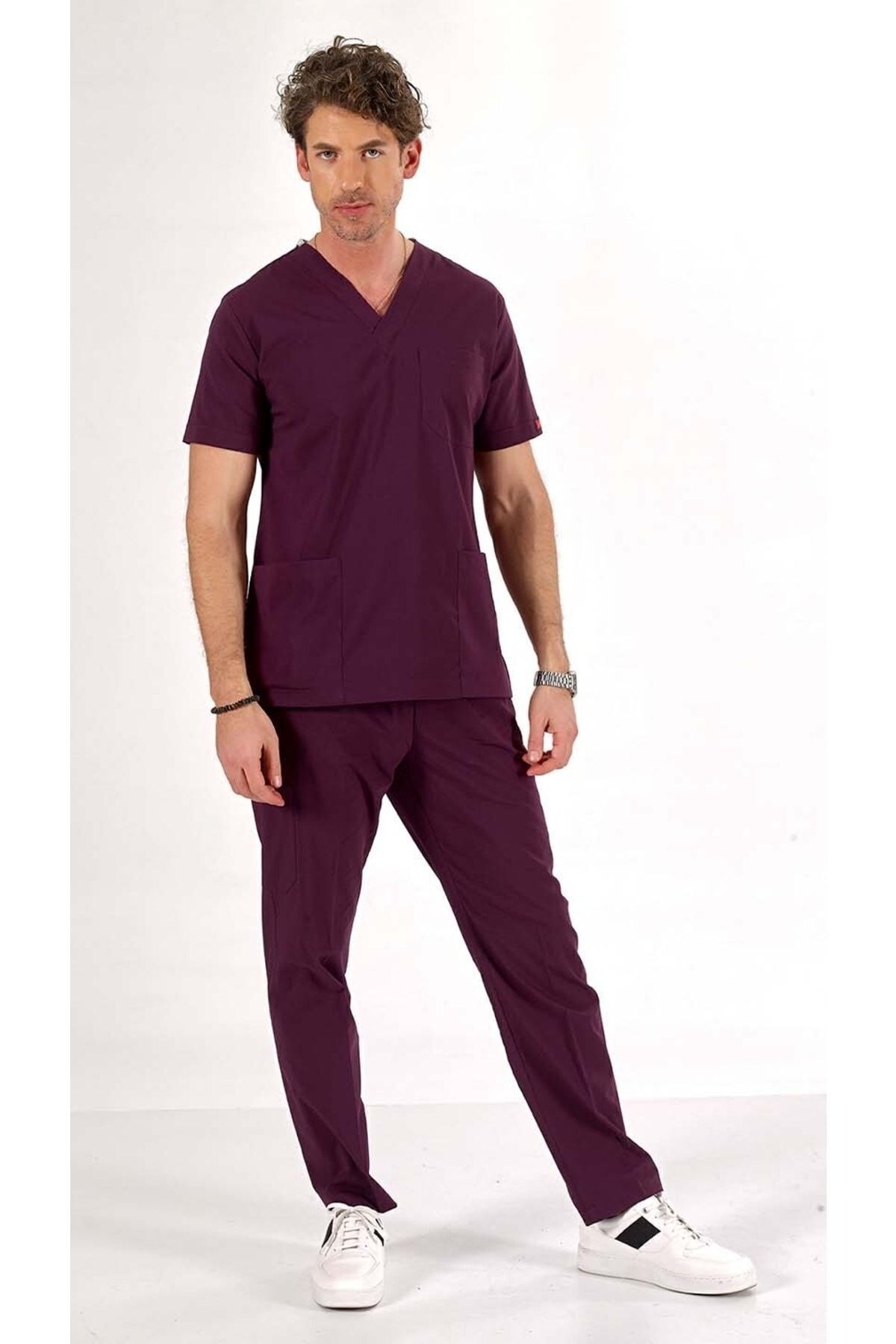Uçak Medikal-Plum U-Flex Lycra Scrubs Set 4