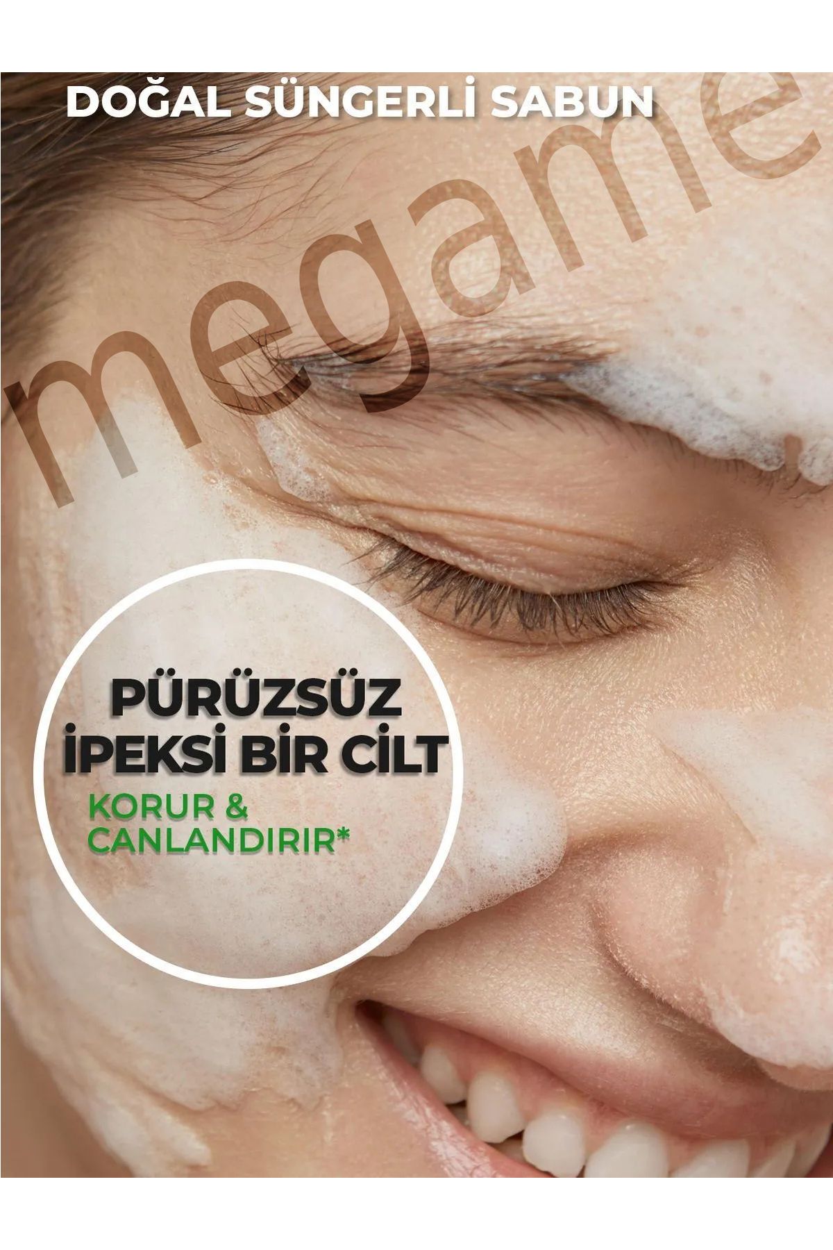 صابون اسفنجی طبیعی سفید کننده پوست صابون پاک کننده صورت 100% طبیعی megame