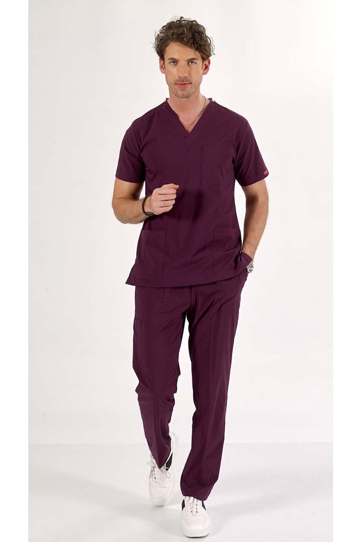 Uçak Medikal-Plum U-Flex Lycra Scrubs Set 2