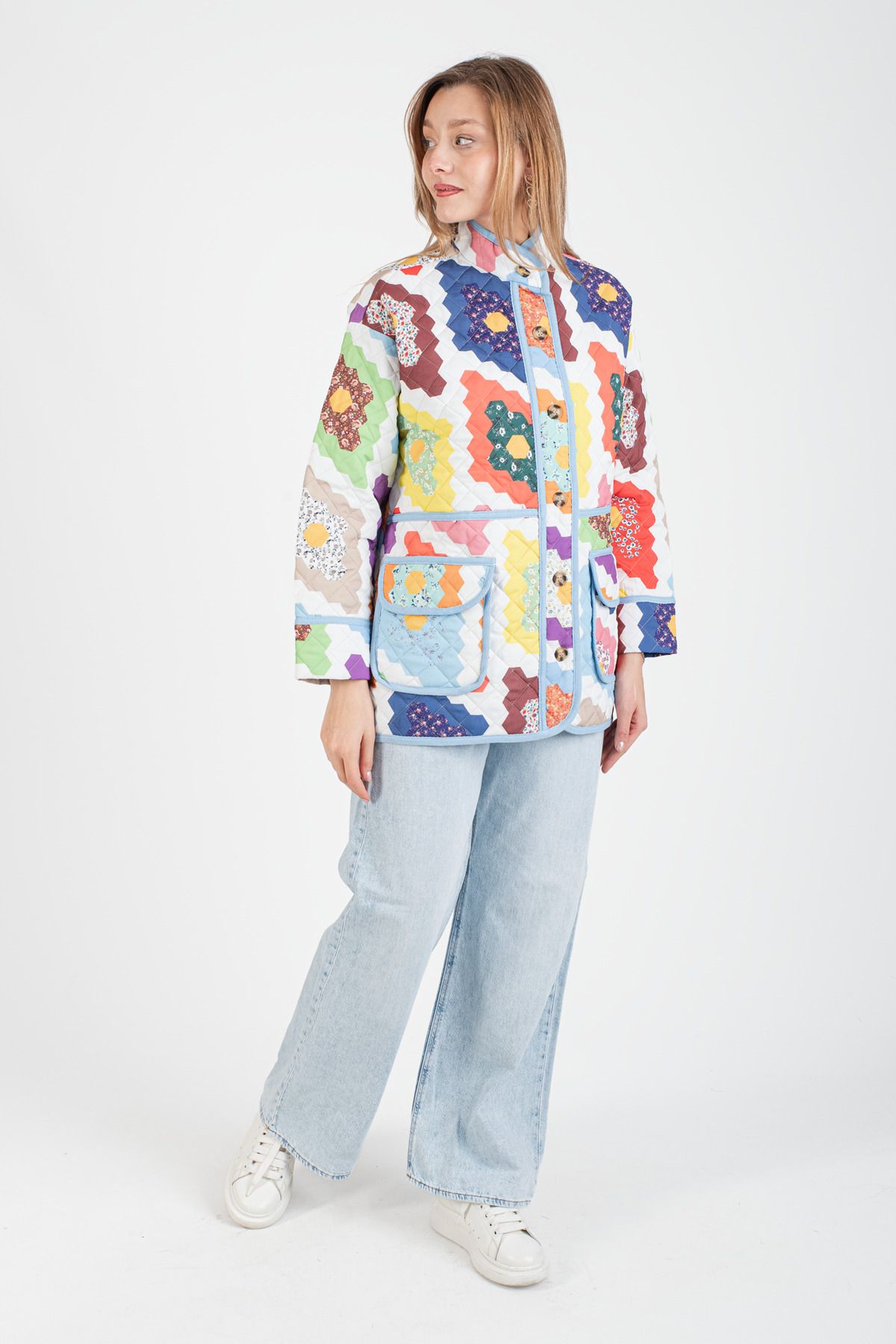 Hatun Atila-Hatunatila Patterned Quilted Jacket with Pockets - 7656-4 3