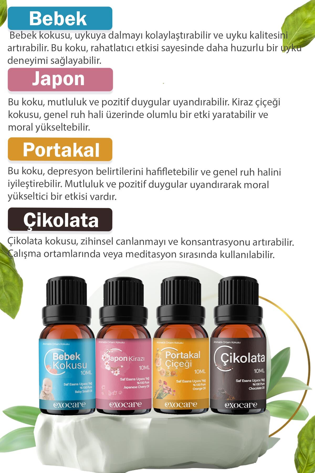 exocare Bebek ,Japon Kirazı,Portakal,Çikolata Buhurdanlık Difüzör Yağı,oda banyo ve dolap parfümü,Kokus 10ml fotoğrafı 3 (önizleme)