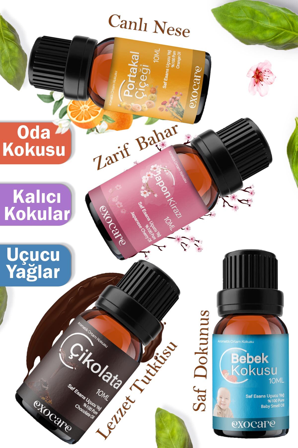 exocare Bebek ,Japon Kirazı,Portakal,Çikolata Buhurdanlık Difüzör Yağı,oda banyo ve dolap parfümü,Kokus 10ml fotoğrafı 2 (önizleme)