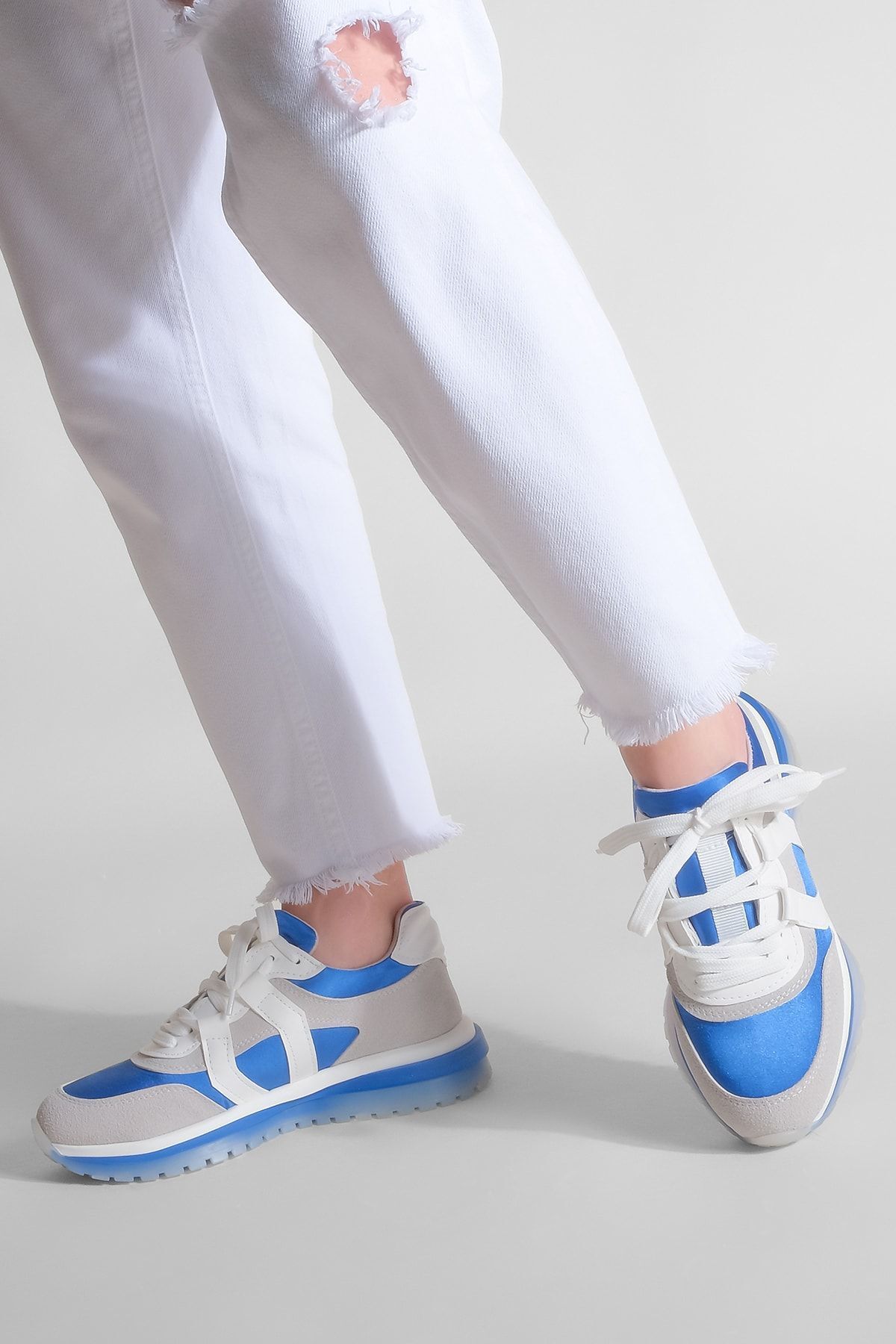 Marjin-Női sneaker fűzős sportcipő Avesta kék 3