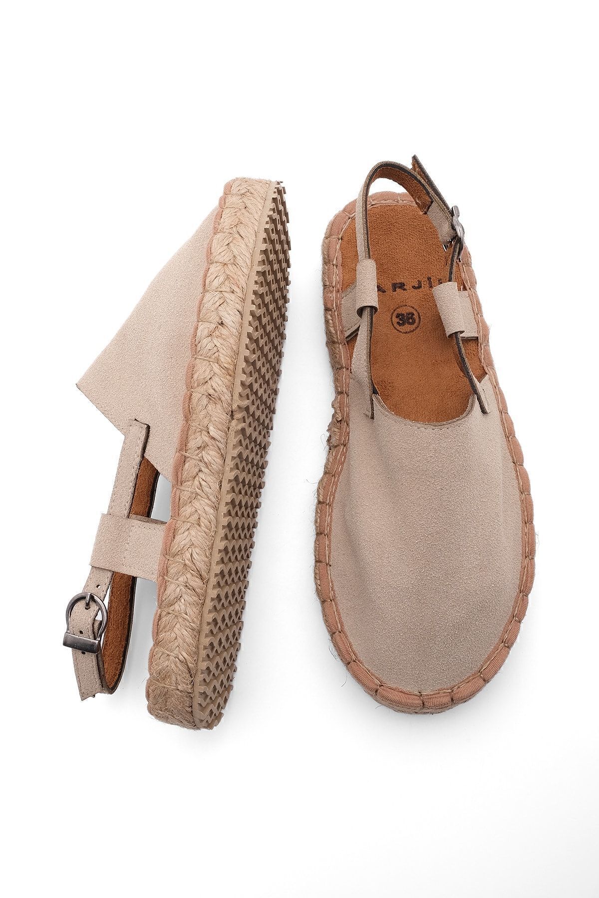 Marjin-Damen Espadrilles mit Strohdetail und geschlossener Vorderseite, Alltagssandalen Dokez Beige 7