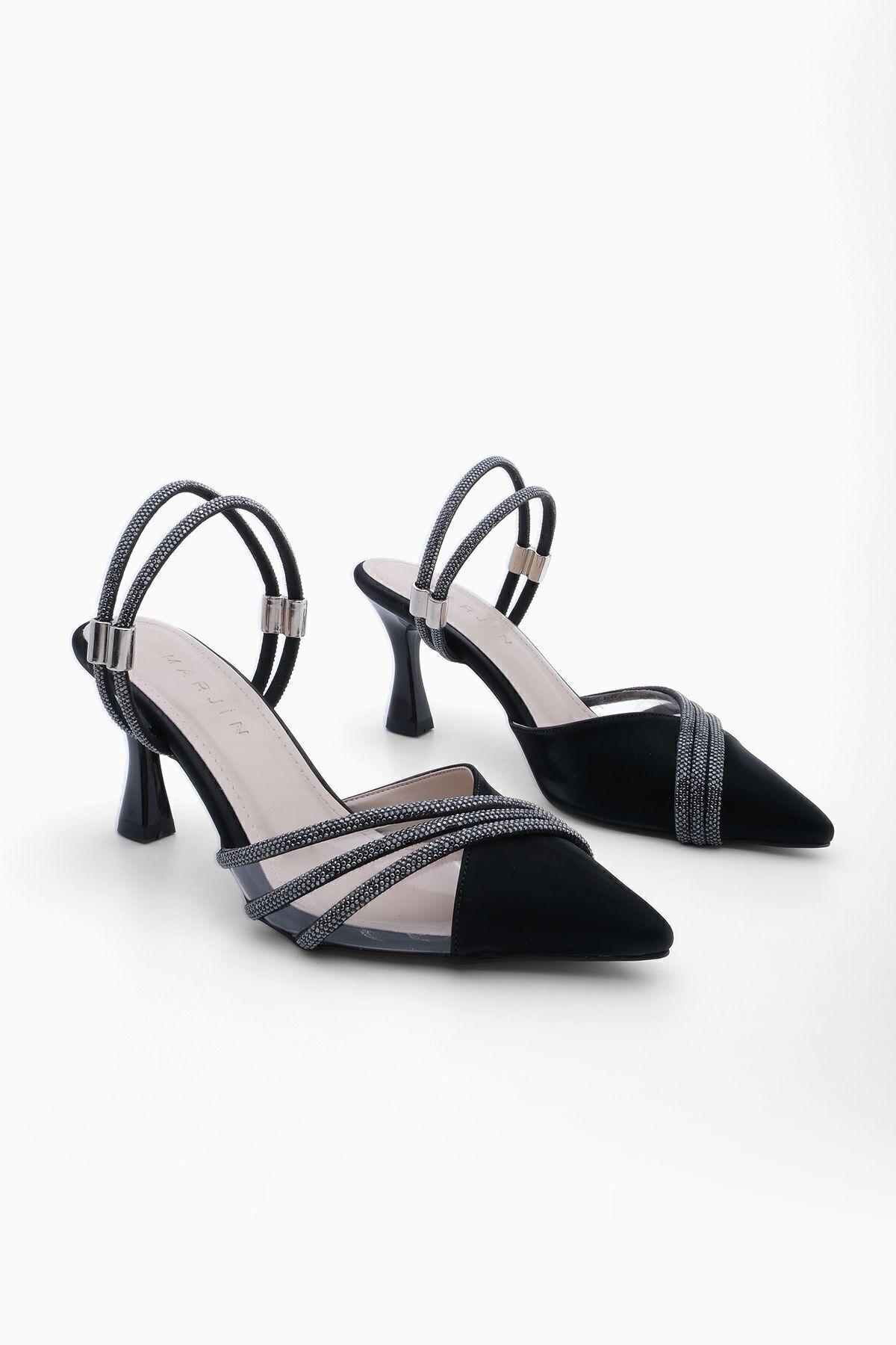 Marjin-Damen-Abendkleid mit Schutzhelm, Stoned, klassische Schuhe mit Absatz, Pomles Schwarz 5