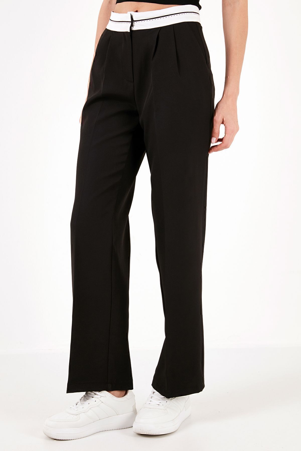 Lela-High Waist Wide Leg Trousers - Regular Fit Pant 611Pl061 4