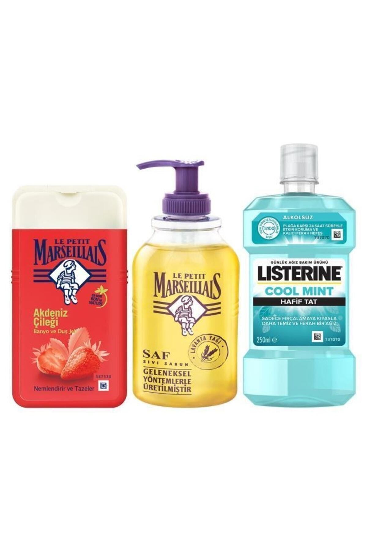 ژل دوش توت فرنگی + صابون مایع خالص اسطوخودوس + طعم سبک نعناع لیسترین 250 میلی لیتر Le Petit Marseillais
