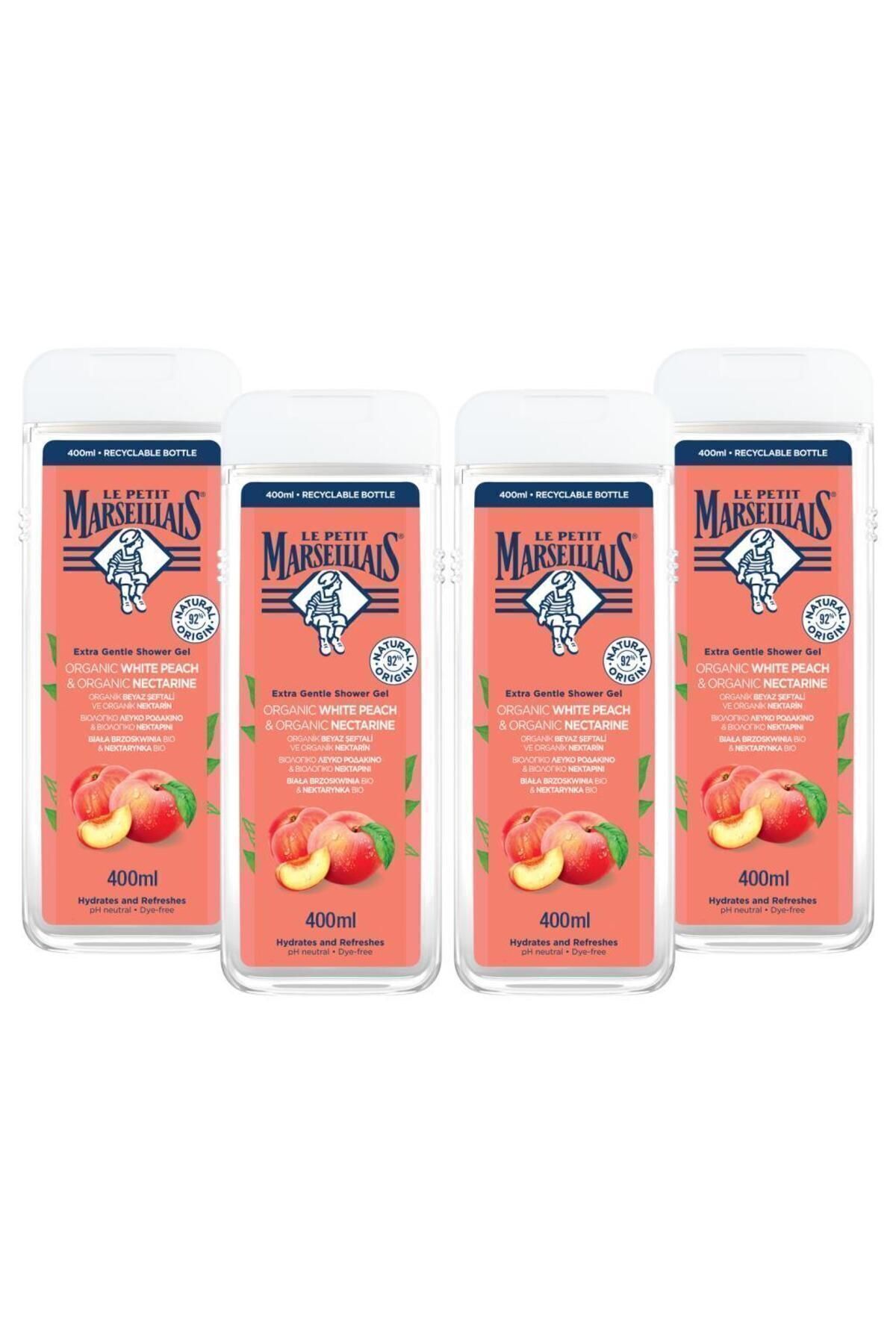 ژل حمام و دوش مرطوب کننده هلو سفید و شلیل 400 میلی لیتر X4 Le Petit Marseillais