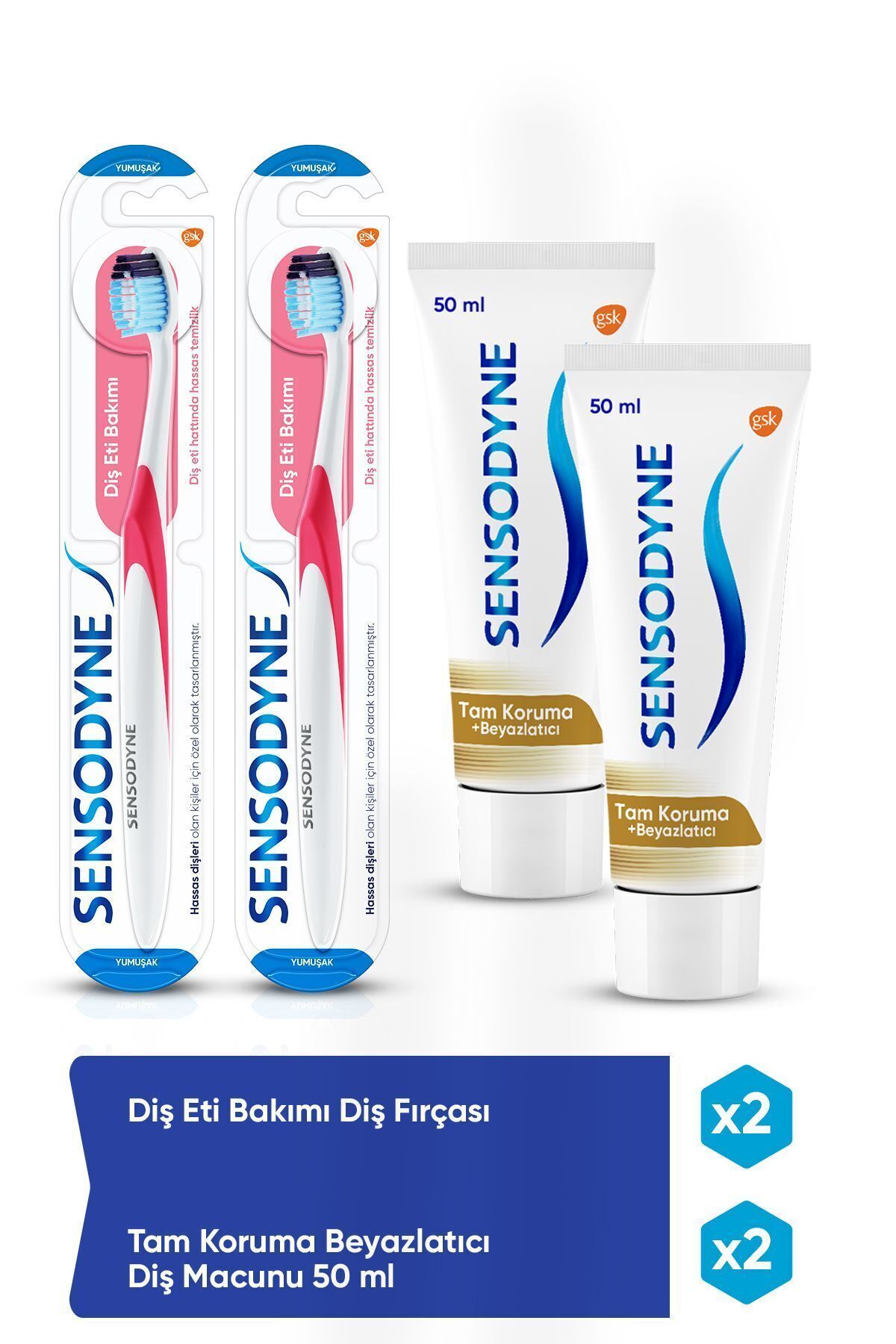 Sensodyne Diş Eti Bakımı Diş Fırçası Tam Koruma Diş Macunu 50 ml X 2 Adet