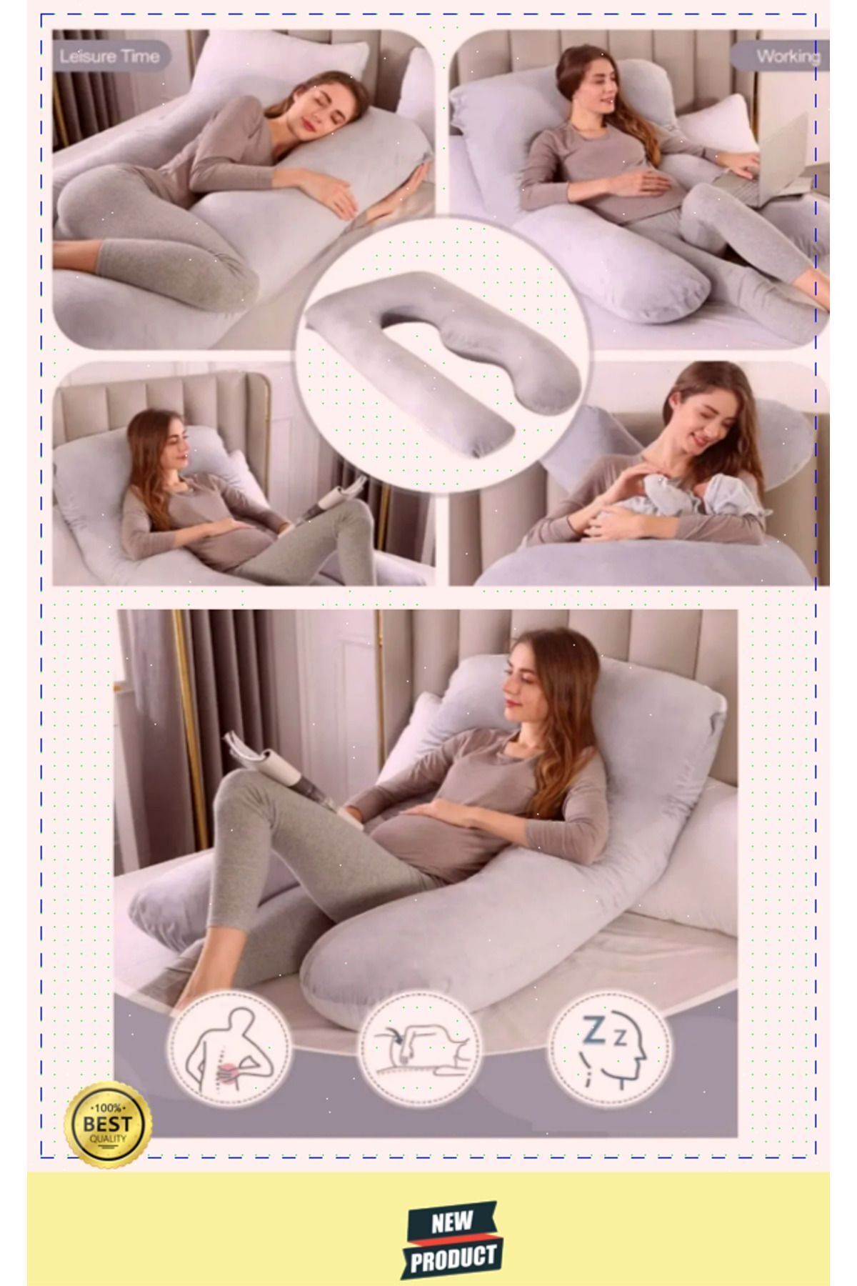 OMZ Hamile Yastığı, Hamile Uyku Yastığı, Hamile Oturma Destek Minderi fotoğrafı 7 (önizleme)