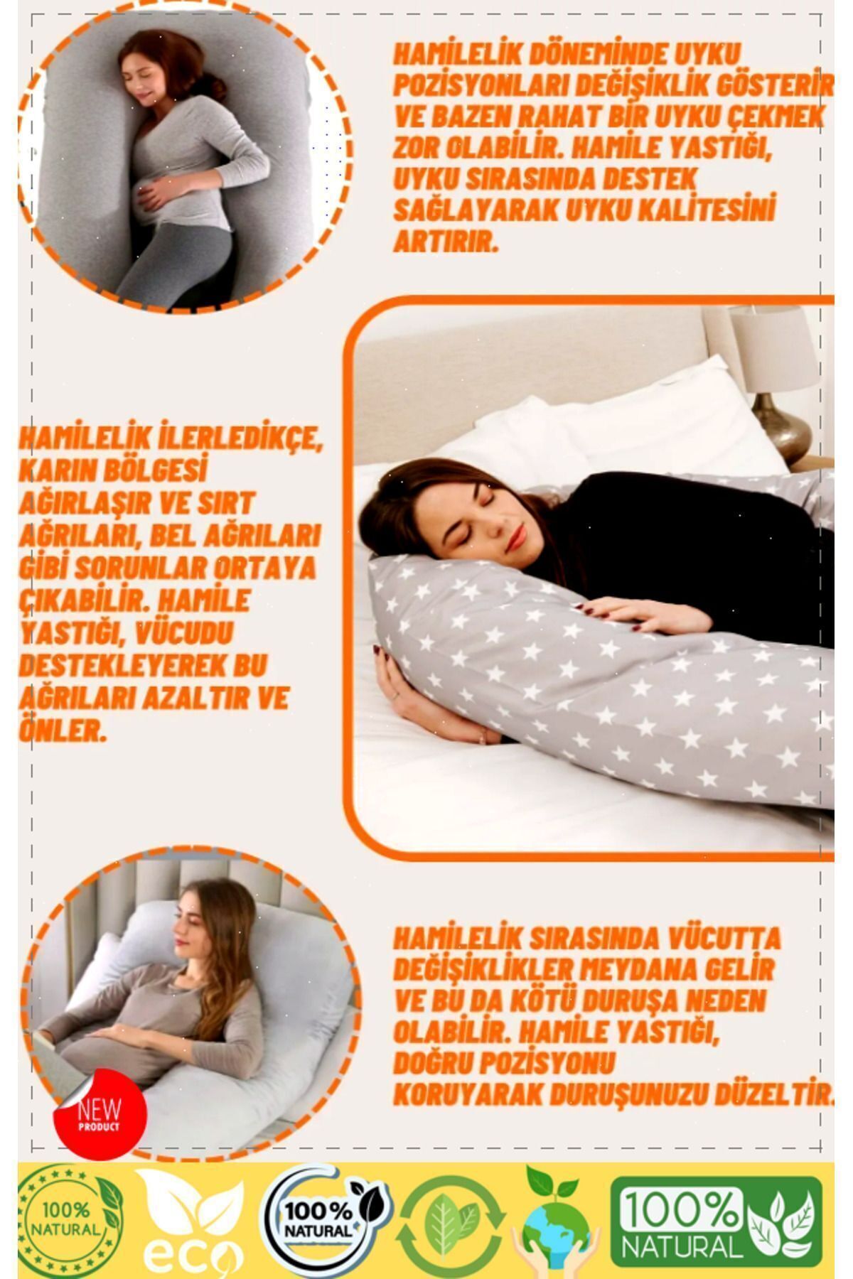 OMZ 5 Farklı Bölge Destekli Hamile Yastığı Fermuarlı Emzirme Minderi Hamile Uyku Yastıgi Hamile Destek fotoğrafı 2 (önizleme)