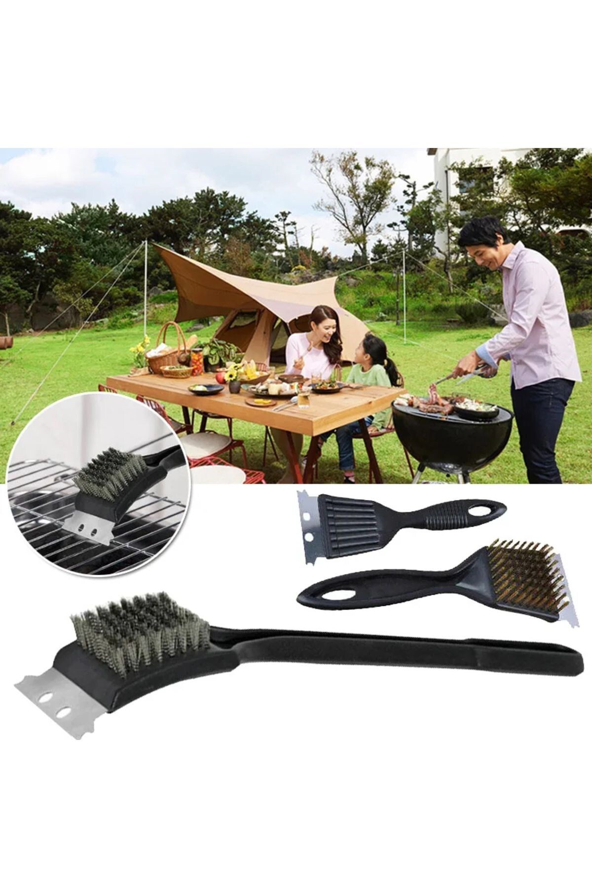 Mangal BBQ Izgara Temizlik Fırçası Paslanmaz Çelik Temizlik Fırçası 3