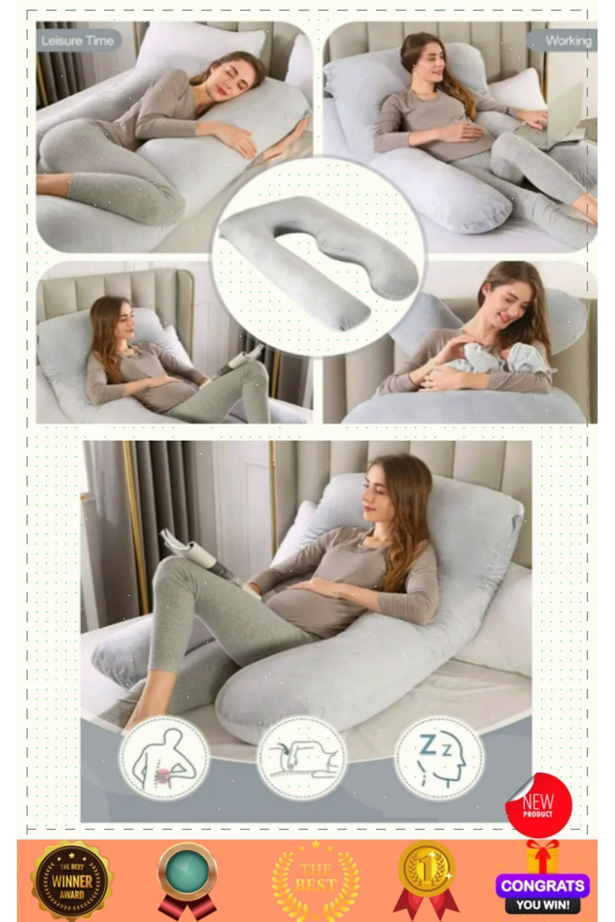 OMZ Destekli Hamile Yastığı Sırt Kalça Bacaklar ve Göbek Desteği Gebelik Minderi Hamile Uyku Yastıgi fotoğrafı 7 (önizleme)