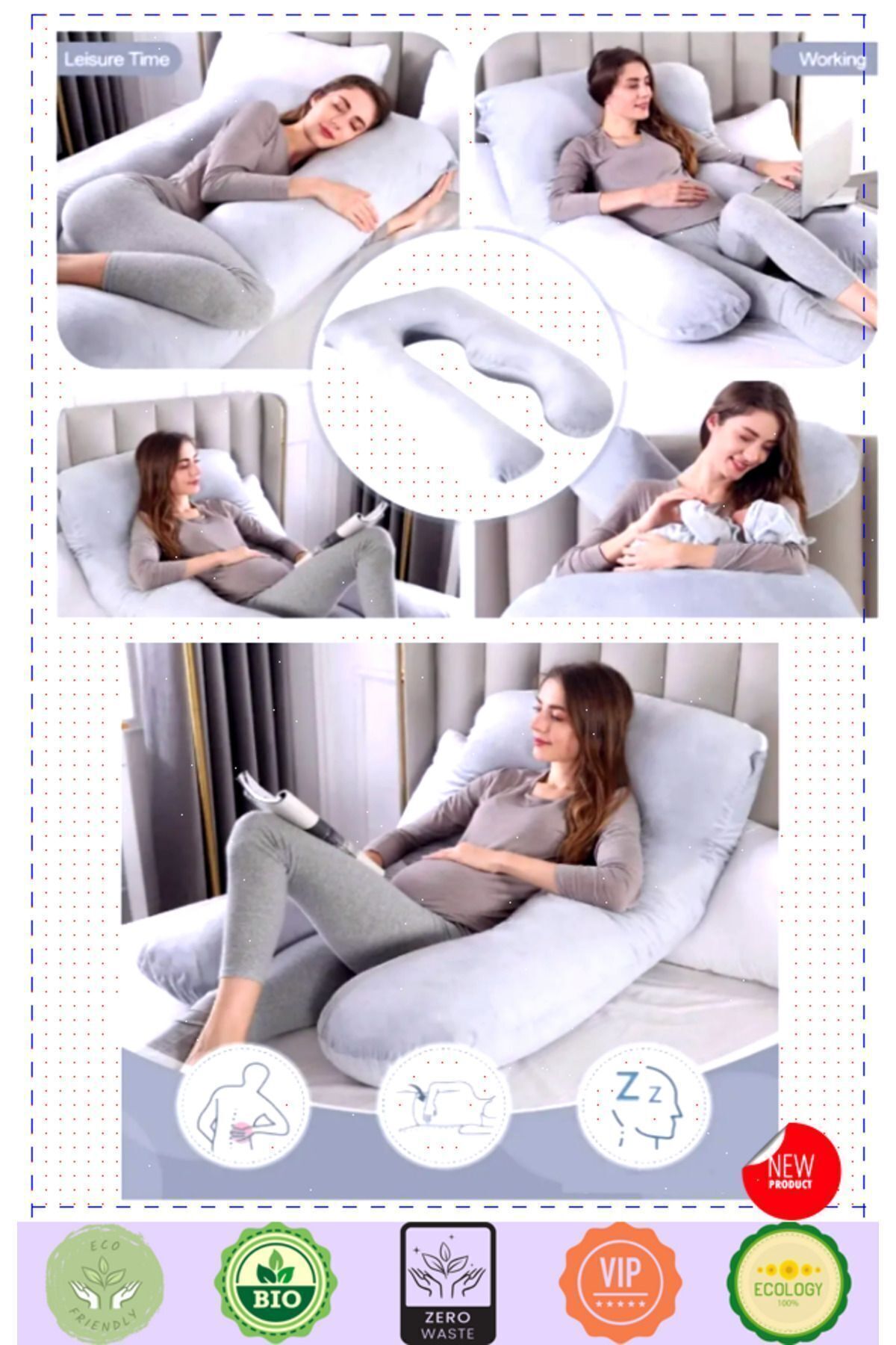 OMZ Hamile Yastığı Destekli Emzirme Minderi Bacak Arası Yastıgı Hamile Uyku Yastıgi Hamile Yastıgi fotoğrafı 7 (önizleme)