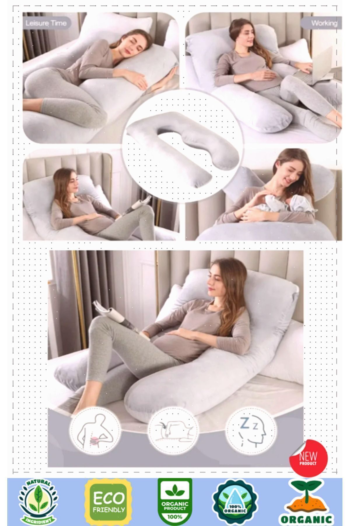 OMZ Çıkarılabilir Kılıflı Şekilli Tüm Vücut Hamile Yastığı Hamile Uyku Yastıgi Hamile Yastıgi Hamile De fotoğrafı 7 (önizleme)