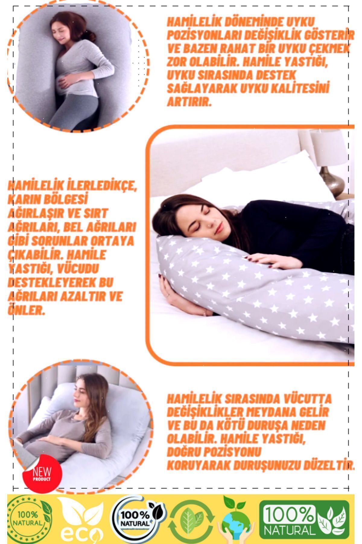 OMZ Baş Boyun Sırt Karın Destekli Çıkarılabilir Kılıflı Hamile Yastığı Hamile Uyku Yastıgi fotoğrafı 2 (önizleme)