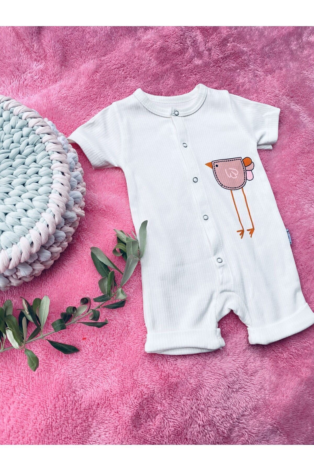 Gleamy FINDIK BEBE KIDS KUŞ DESEN ÇITÇITLI KISA KOLLU ŞORT TULUM(ZIBIN) fotoğrafı 5 (önizleme)