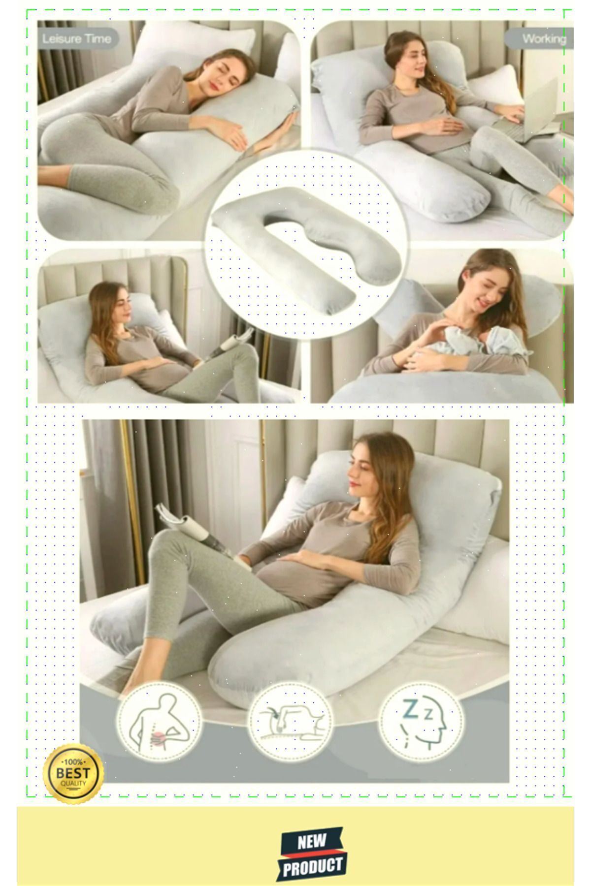 OMZ Hamile Yastığı Destekli Emzirme Minderi Bacak Arası Yastıgı fotoğrafı 7 (önizleme)