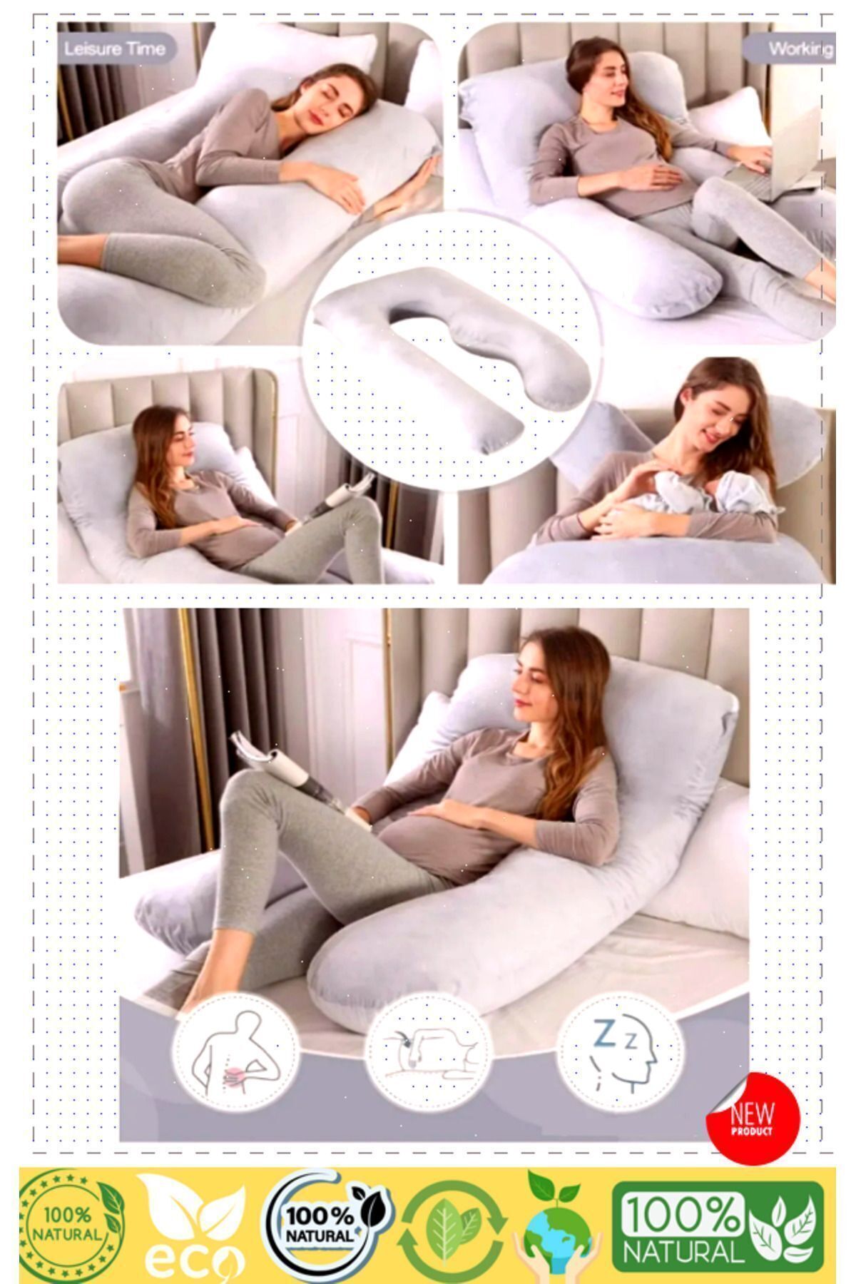 OMZ Destekli Hamile Yastığı Sırt Kalça Bacaklar ve Göbek Desteği Gebelik Minderi Hamile Uyku Yastıgi fotoğrafı 7 (önizleme)