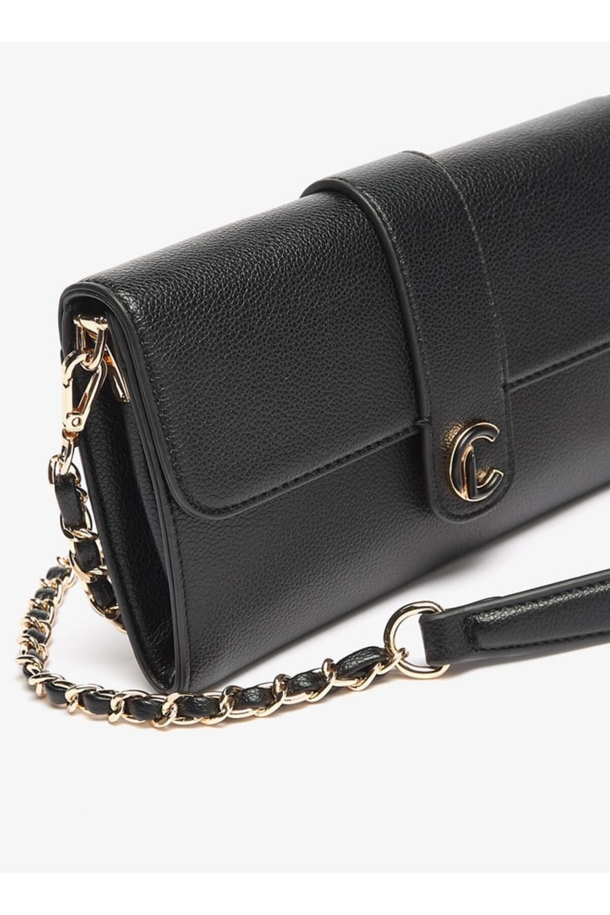 Le Confort-Solid Crossbody Bag with Zip Closure and Chain Strap 4