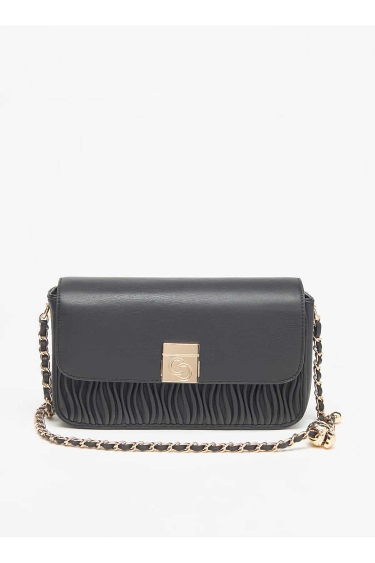 Celeste-Pleated Crossbody Bag with Chain Strap and Button Closure 1