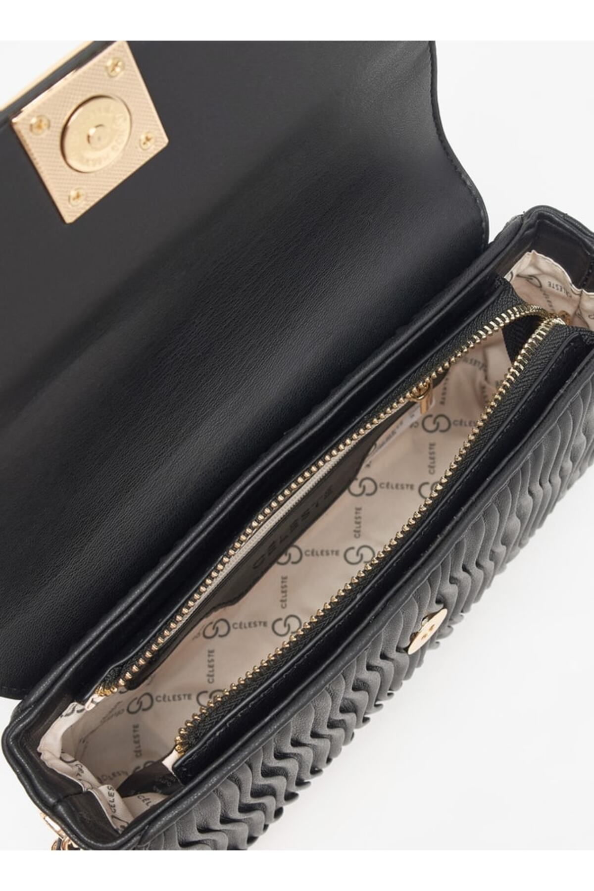 Celeste-Pleated Crossbody Bag with Chain Strap and Button Closure 5