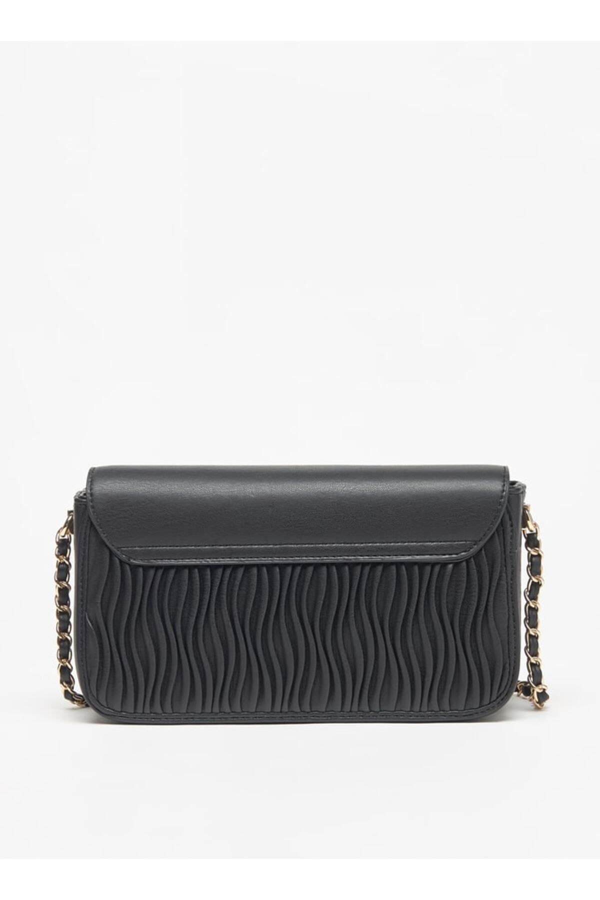 Celeste-Pleated Crossbody Bag with Chain Strap and Button Closure 2