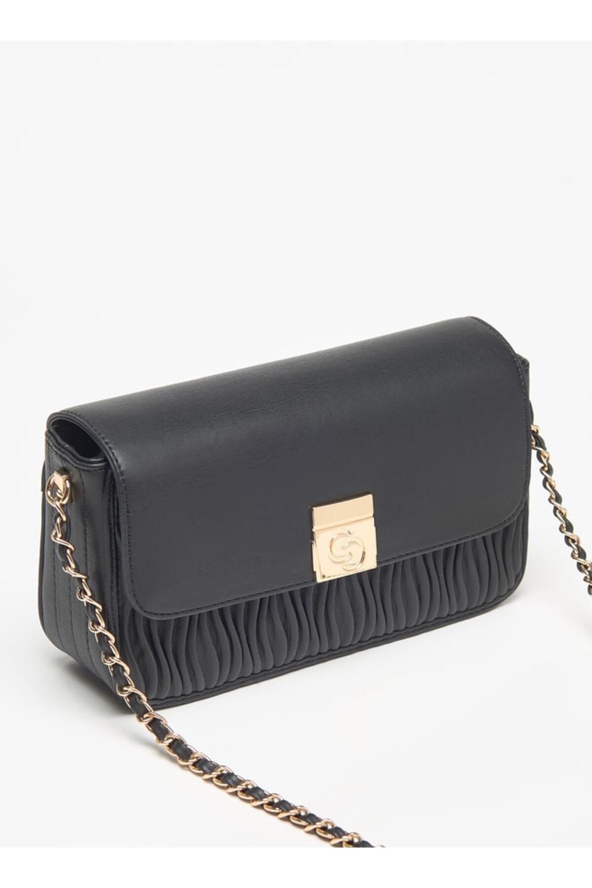Celeste-Pleated Crossbody Bag with Chain Strap and Button Closure 3