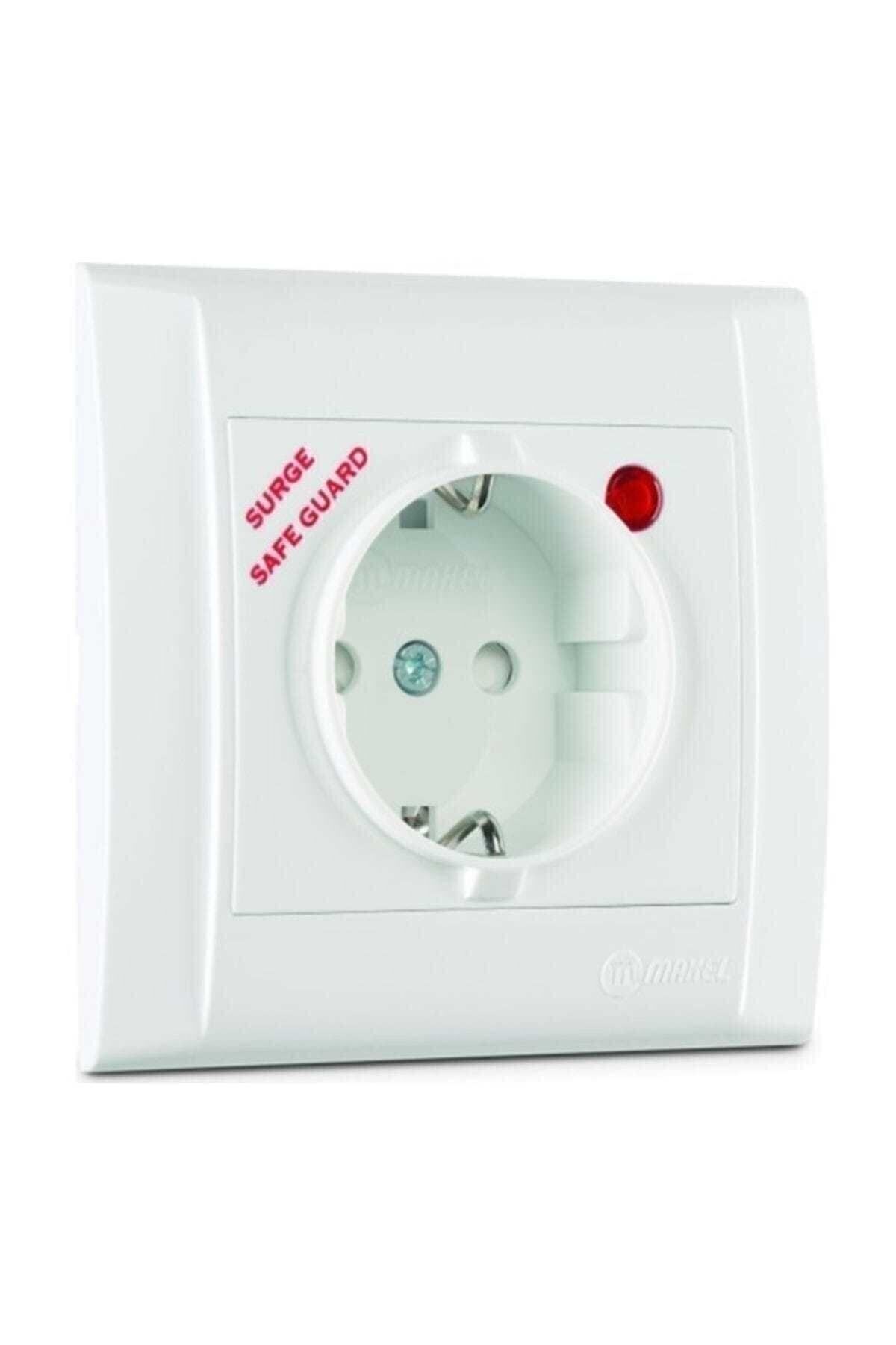 MAKEL-White Shock Current Protected Grounded Socket Recessed / 16a Thermal Fuse 1
