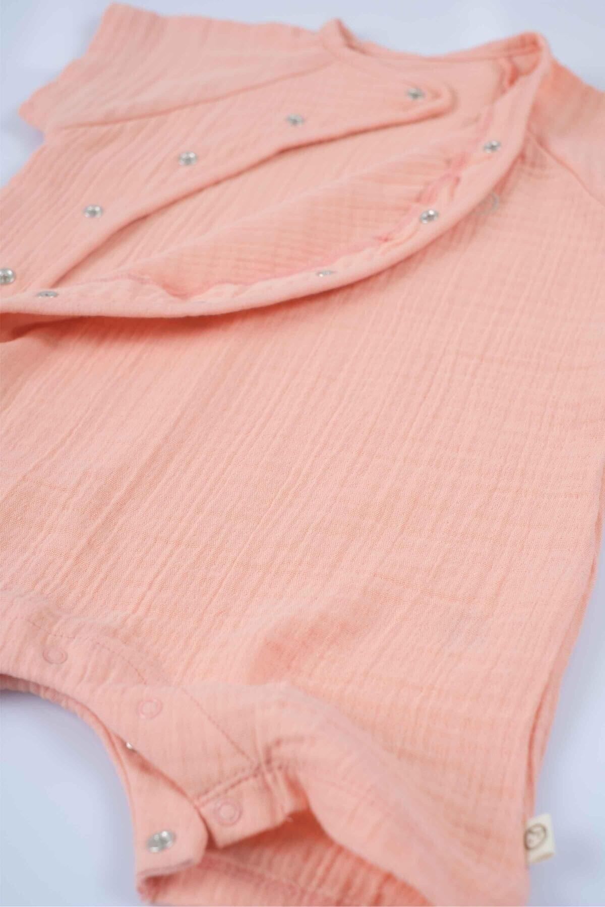 Little Gusto Kruvaze Yaka Müslin Bebek Tulum Pembe Organik Pamuk fotoğrafı 5 (önizleme)