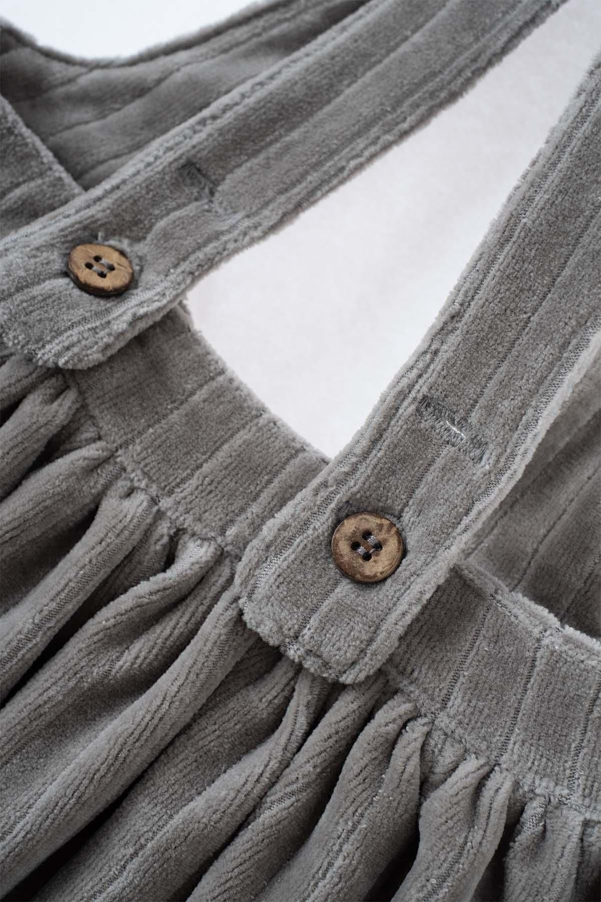 Little Gusto Kadife Jile Elbise Bebek Gri fotoğrafı 5 (önizleme)