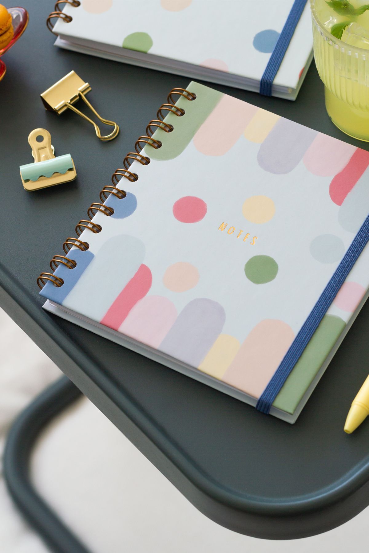 Matt Notebook-15x15 cm Square Polka Dot - Set of 2 Spiraled lined Undated Notepad 5
