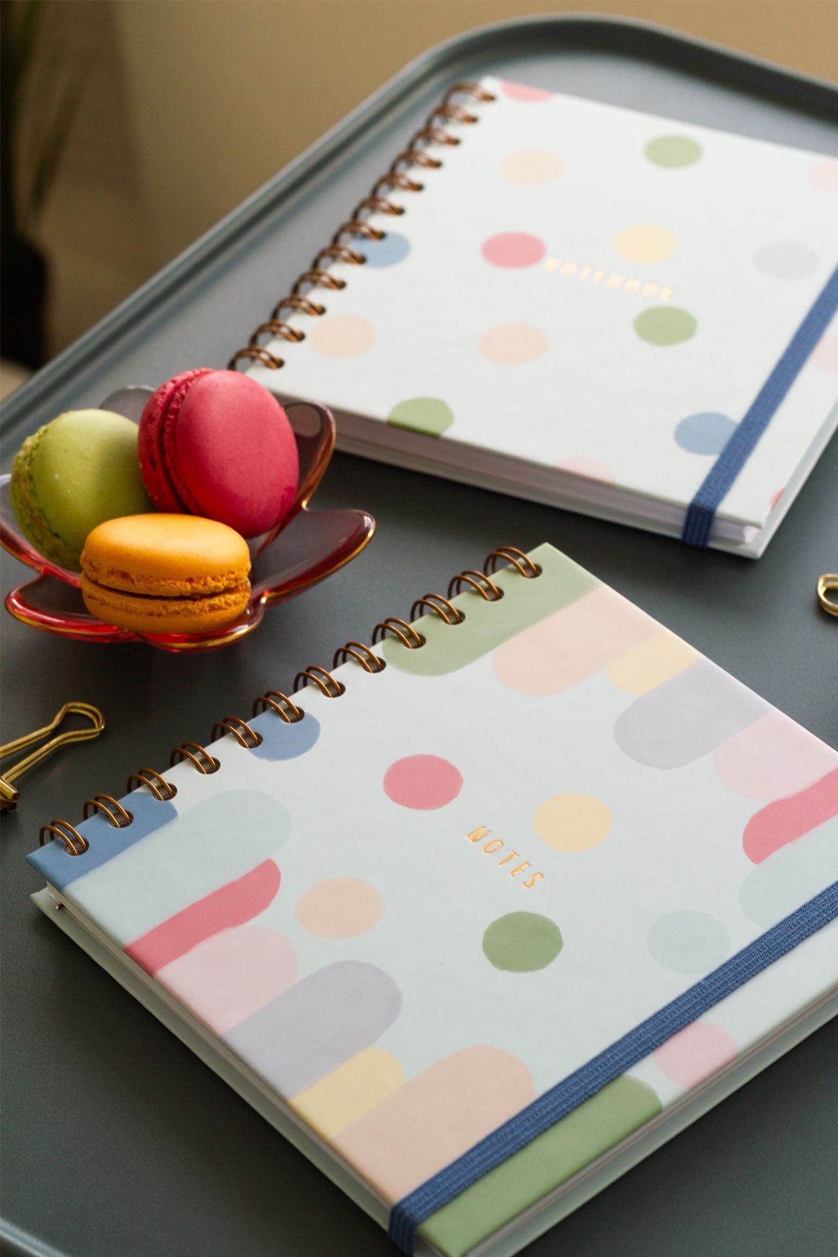 Matt Notebook-15x15 cm Square Polka Dot - Set of 2 Spiraled lined Undated Notepad 3