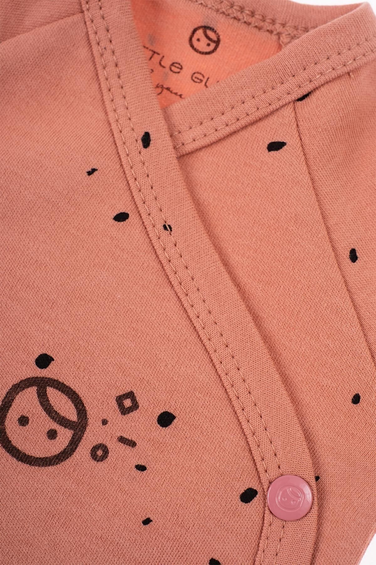 بادی نوزادی پسرانه – دخترانه صورتی Little Gusto | 411ZIB اورجینال - تصویر 4