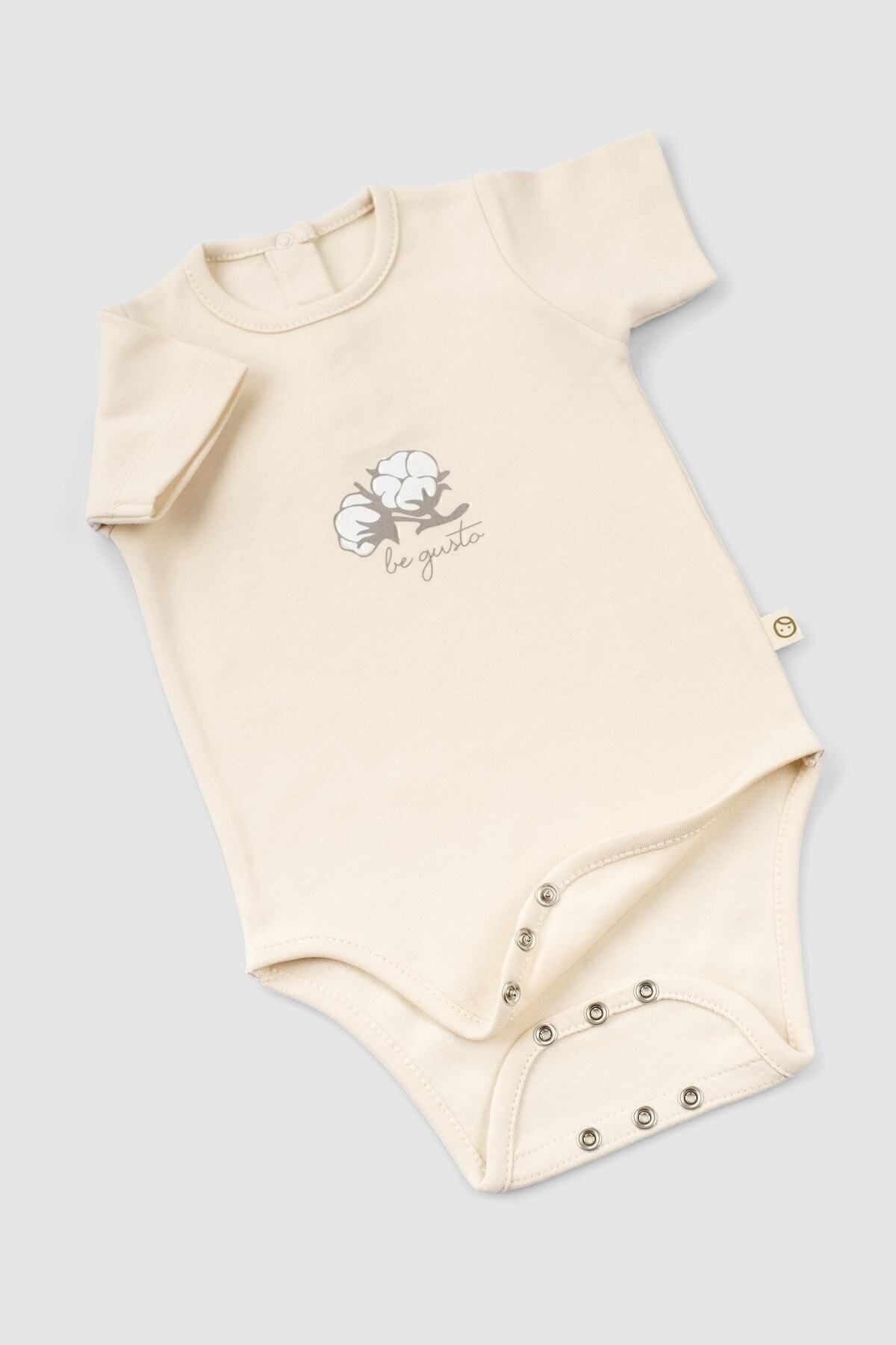 بادی نوزادی پسرانه – دخترانه بژ Little Gusto | 425ST-BODY اورجینال - تصویر 3