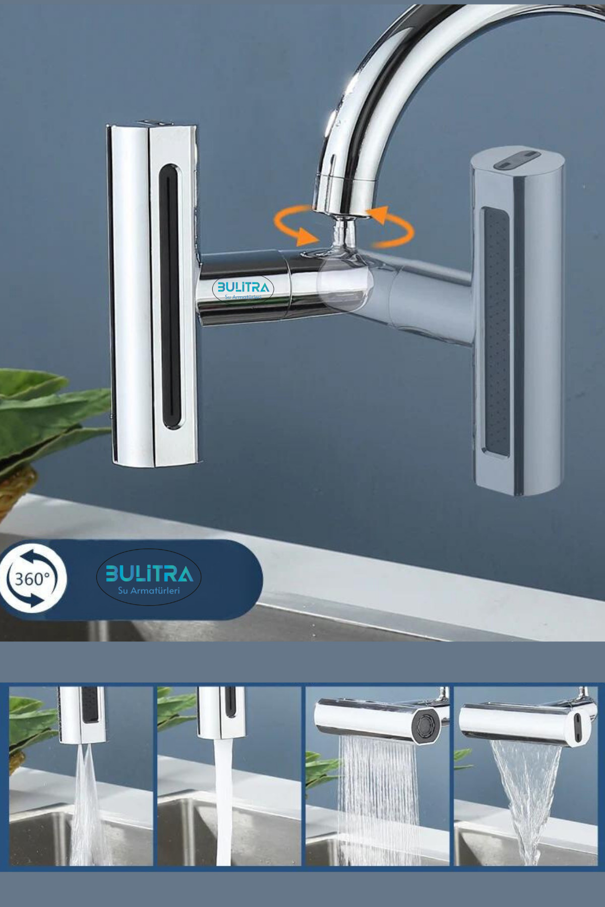 4 Mode 360 Degree Rotatable Waterfall Pressure Water Saving Fountain Faucet Sink Faucet Head,Tip