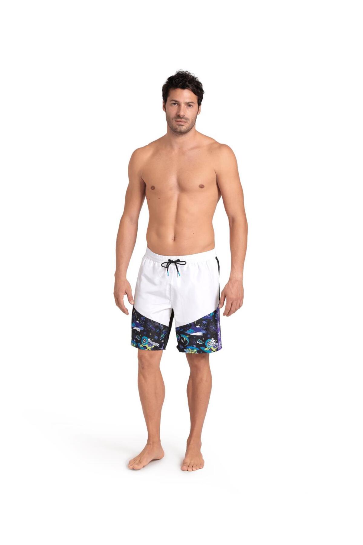 مایو شنا آرنا مردانه  سفید  طرح دار      Beachwear | ARENA TYCB89D8301E87E100 - تصویر 3