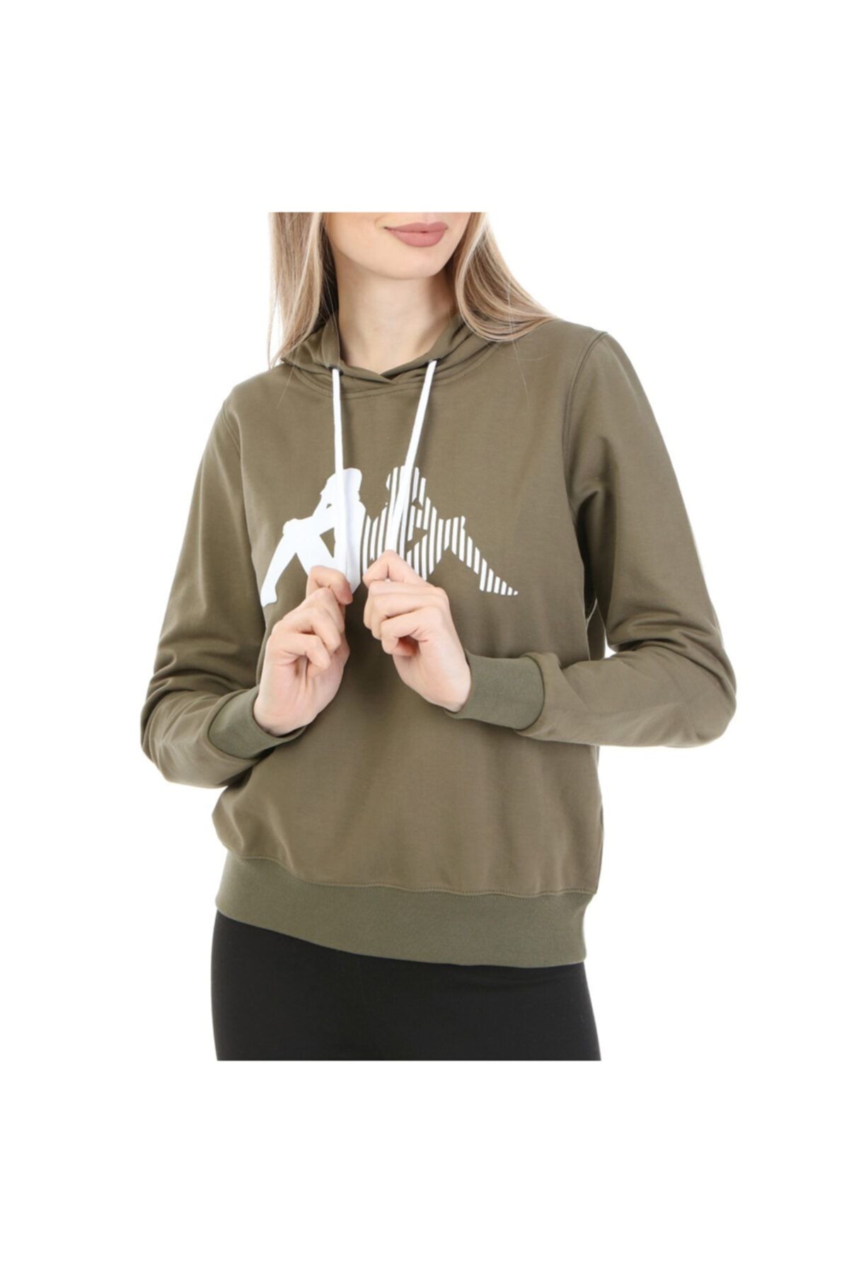 Kappa Kadın Kapüşonlu Sw-shirt Zouk Haki