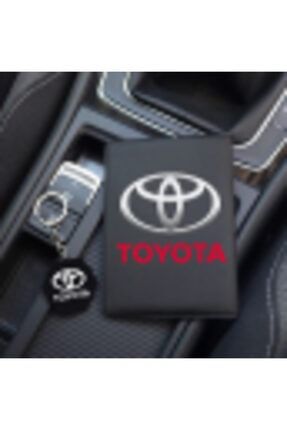 Özel Tasarım Toyota Logolu Siyah Ruhsat Kılıfı Ve Anahtarlık RUHANAH-TOYOTAS