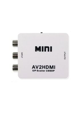 Rca To Hdmı Tos Av Çevirici Dönüştürücü 1080p Mini Av2hdmı Video Conventer - Al2666 Beyaz AL2666