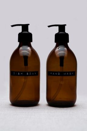 300ml Amber Cam Sıvı Sabunluk Retro Tasarım 3d Etiket Hand Wash-dish Soap ( 2 Adet ) TrCh-358